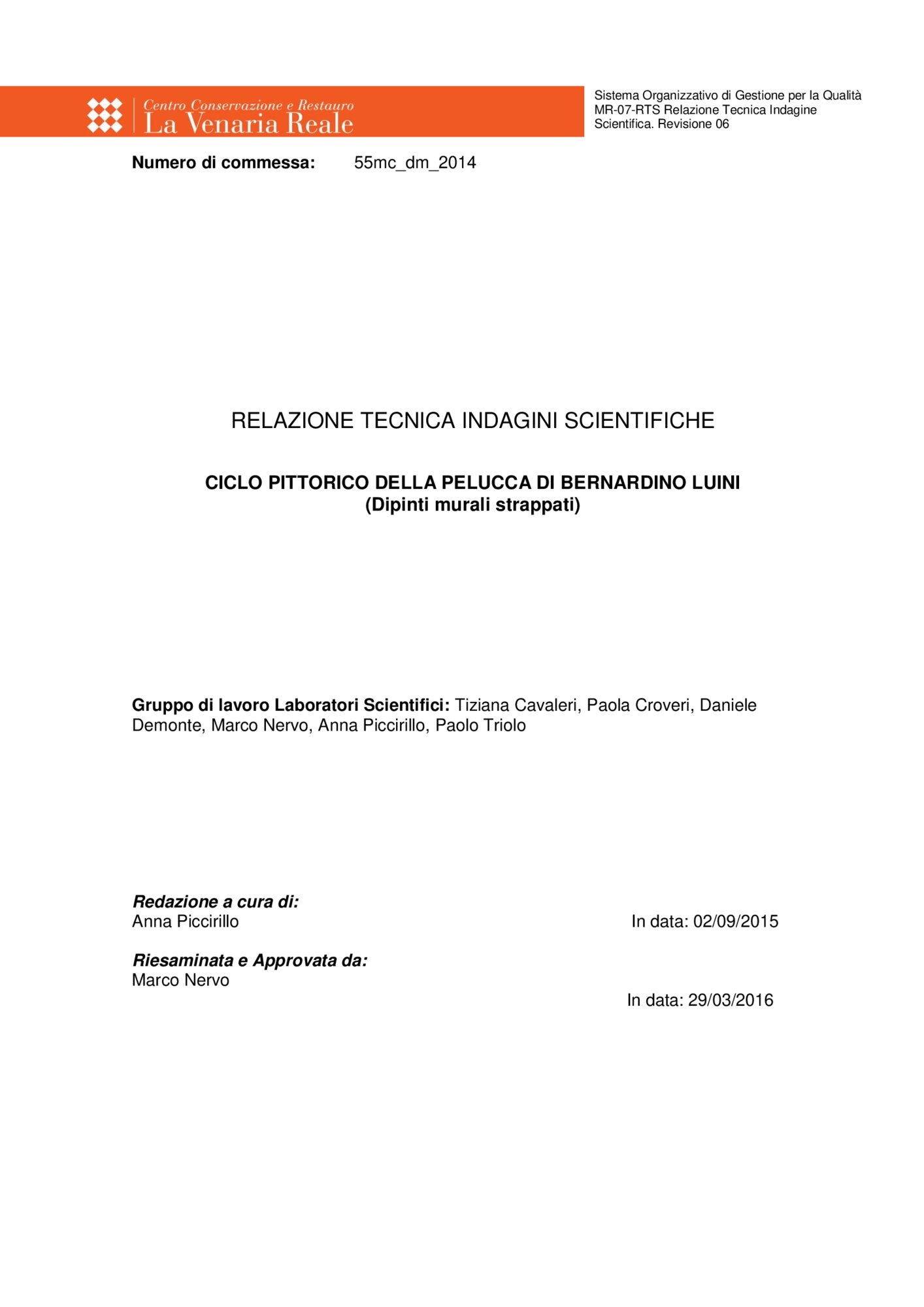 Relazione tecnica indagini multispettrali