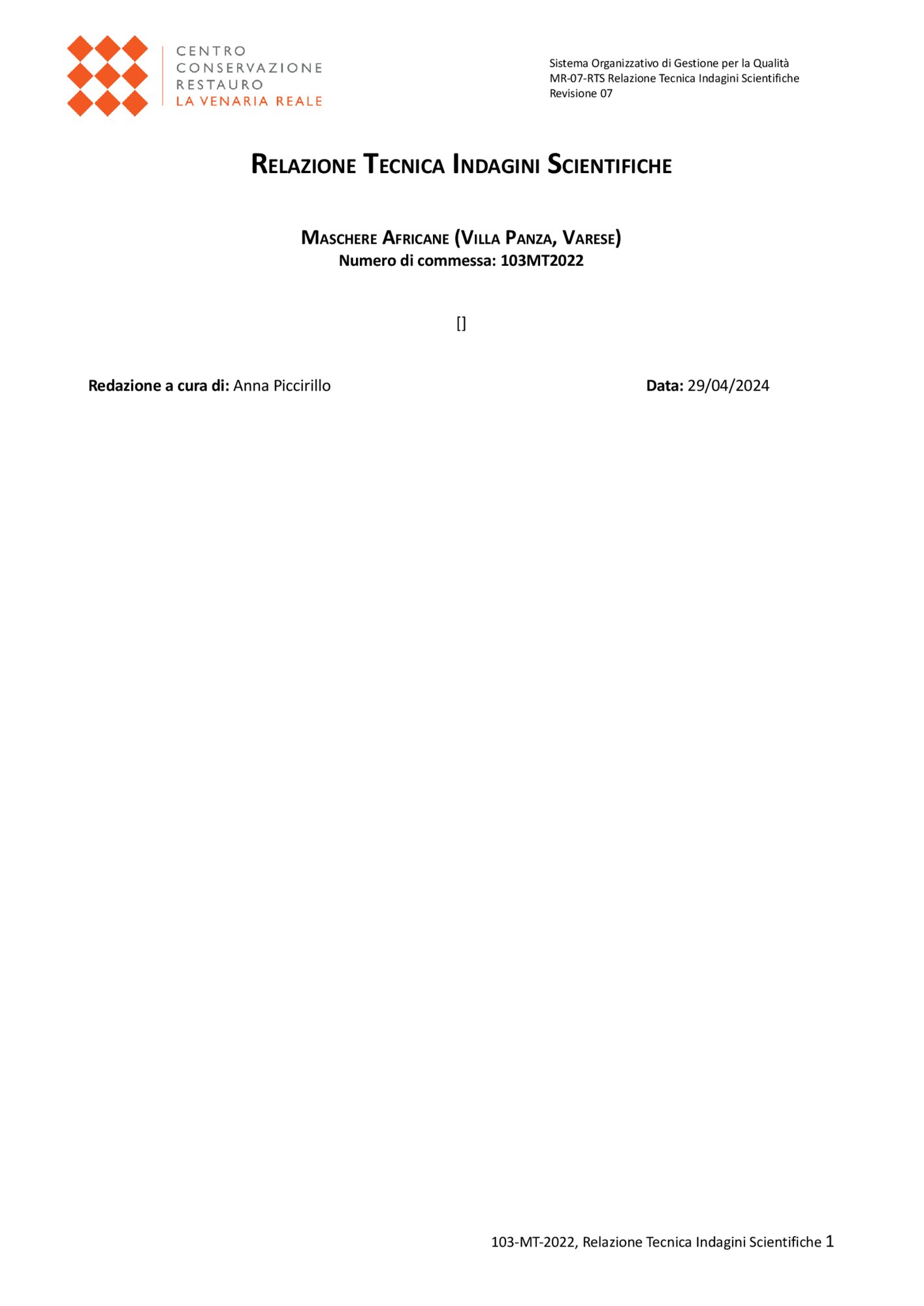 Relazione indagini scientifiche