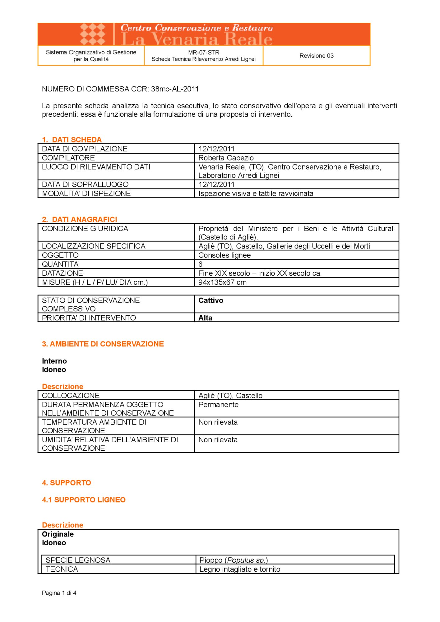 Detection data sheet