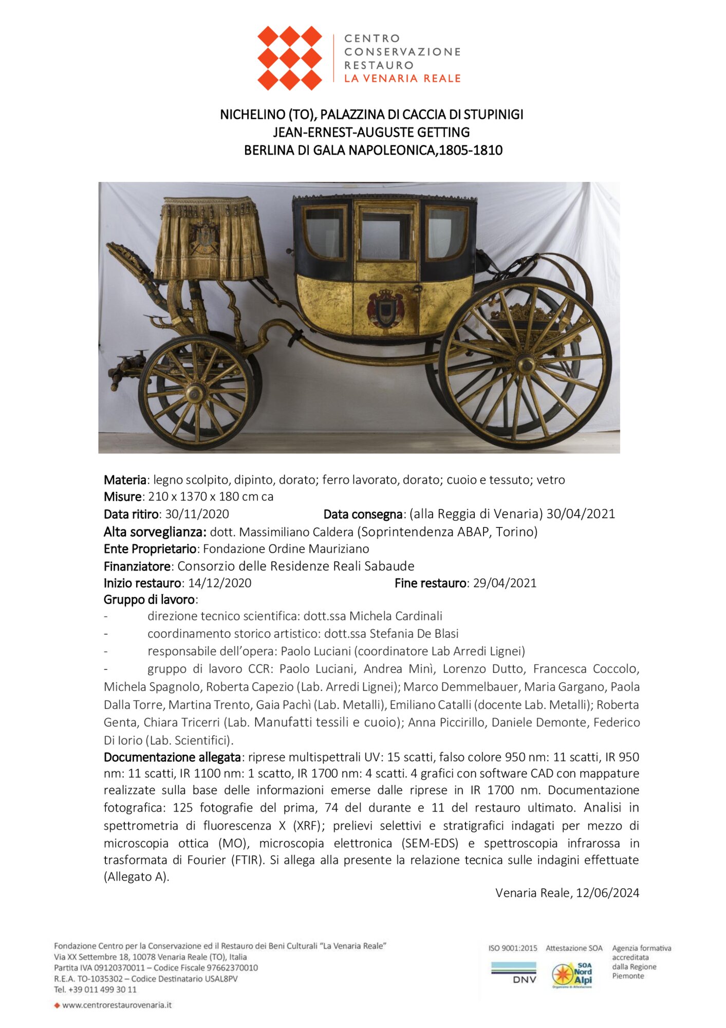 Restoration and scientific analysis sheet