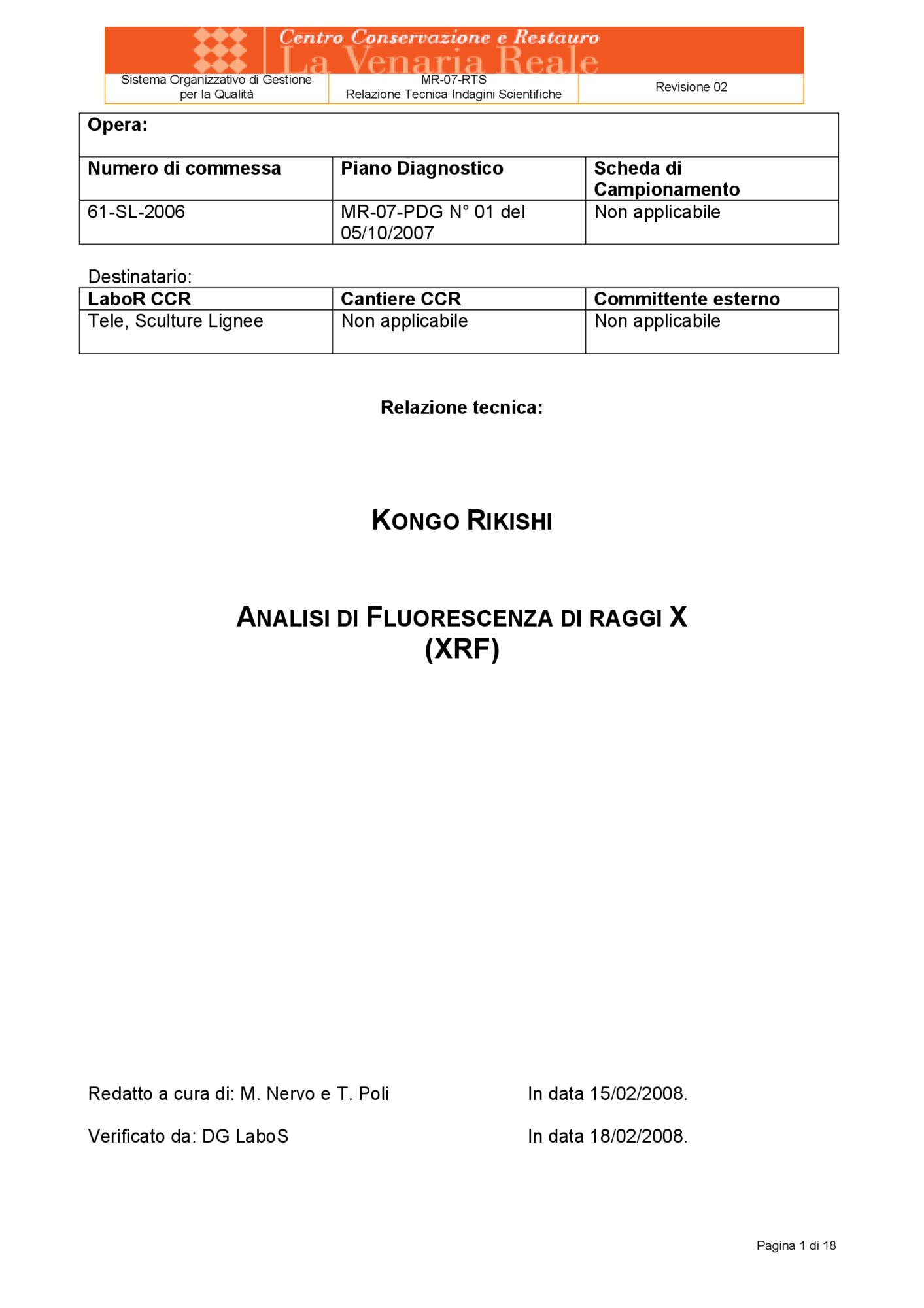 Relazione tecnica indagini scientifiche