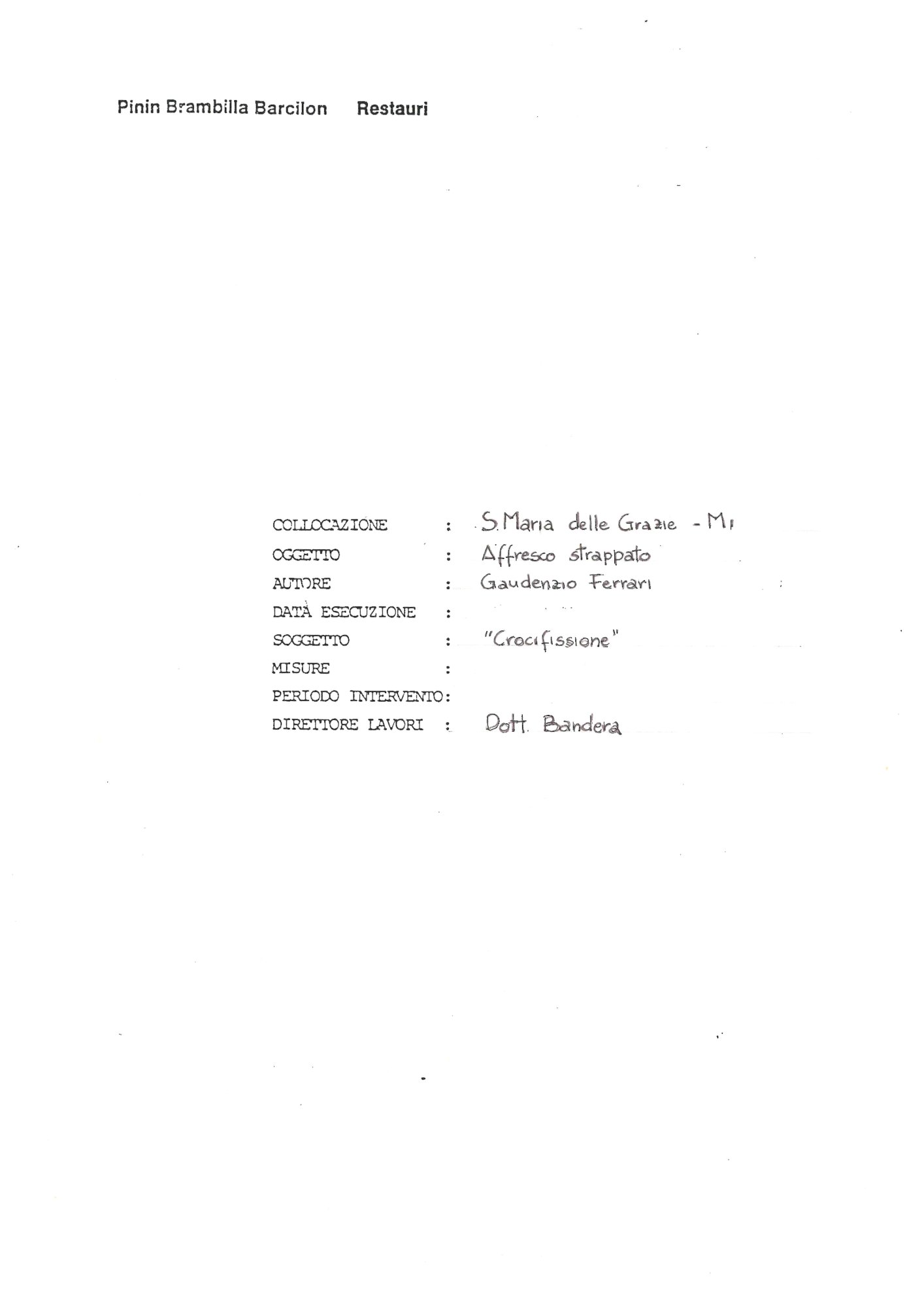 Milano, Chiesa di S. Maria delle Grazie, Gaudenzio Ferrari, Crocifissione, dipinto murale strappato