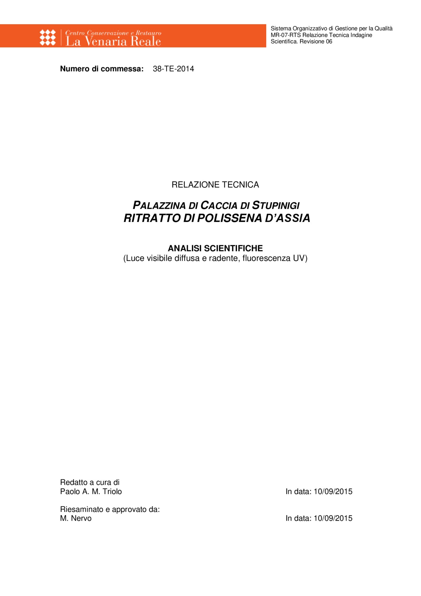 Relazione tecnica indagini scientifiche