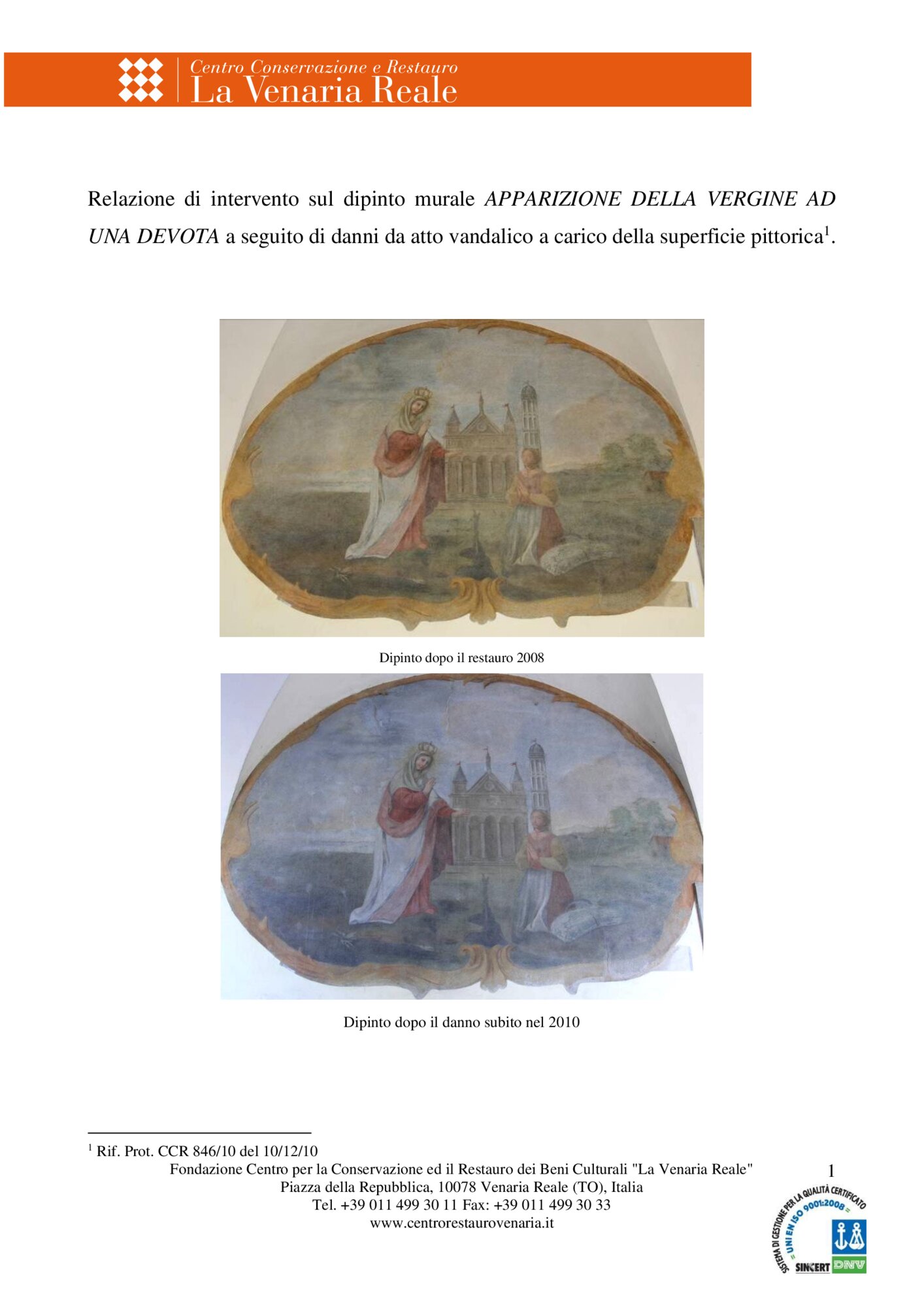 Relazione intervento 2011 post atto vandalico