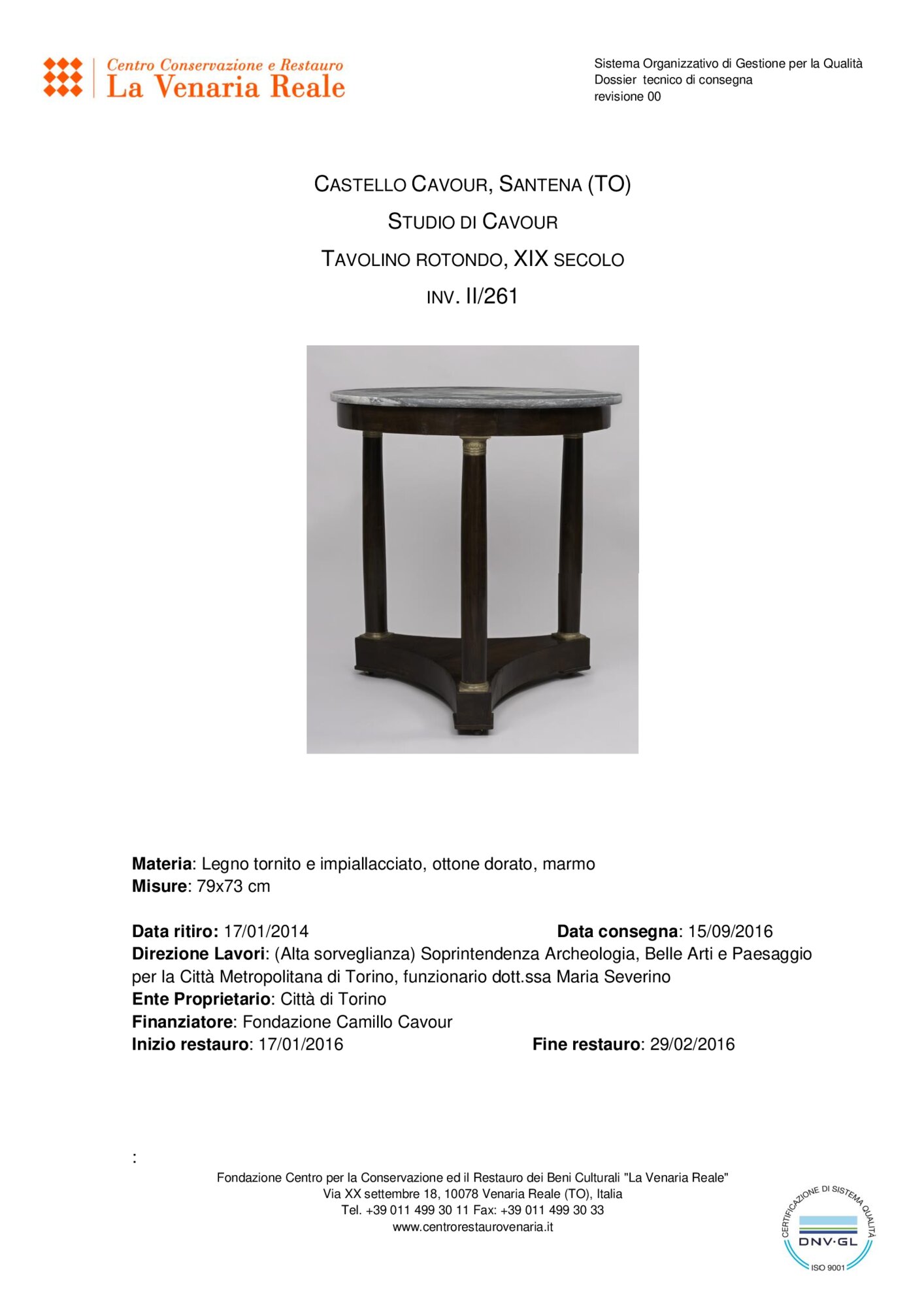 Scheda di restauro