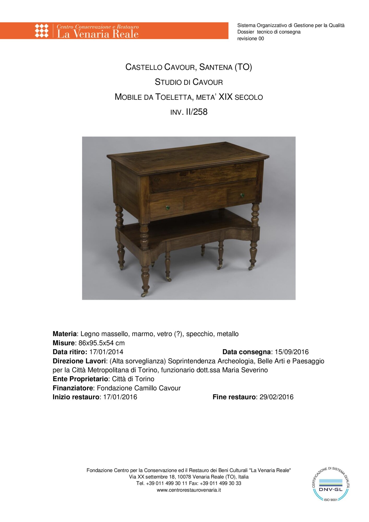Scheda di restauro