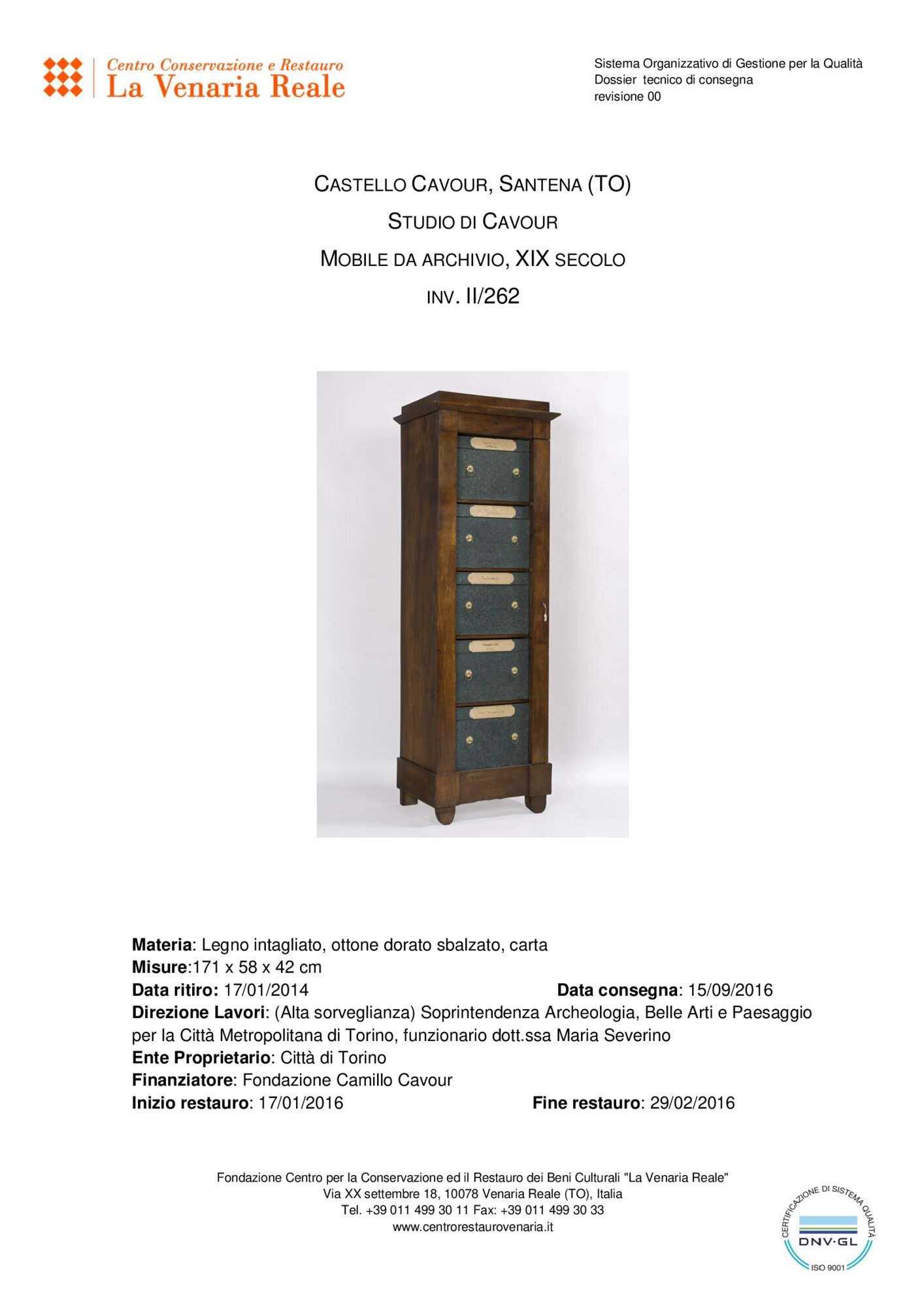 Scheda di restauro