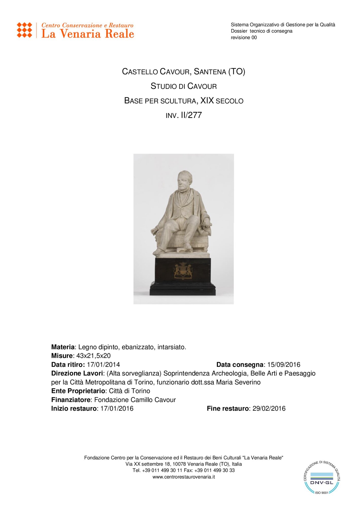 Scheda di restauro basamento