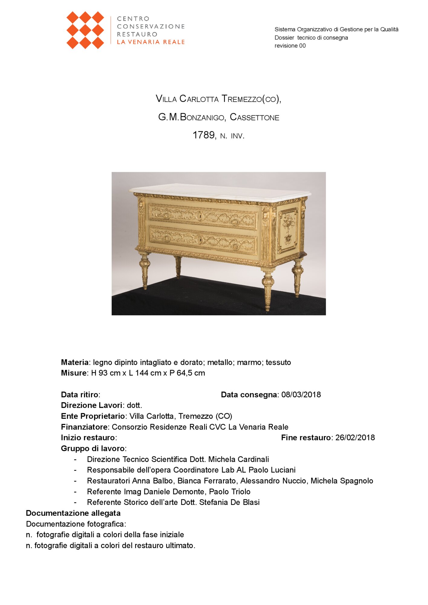 Relazione di restauro