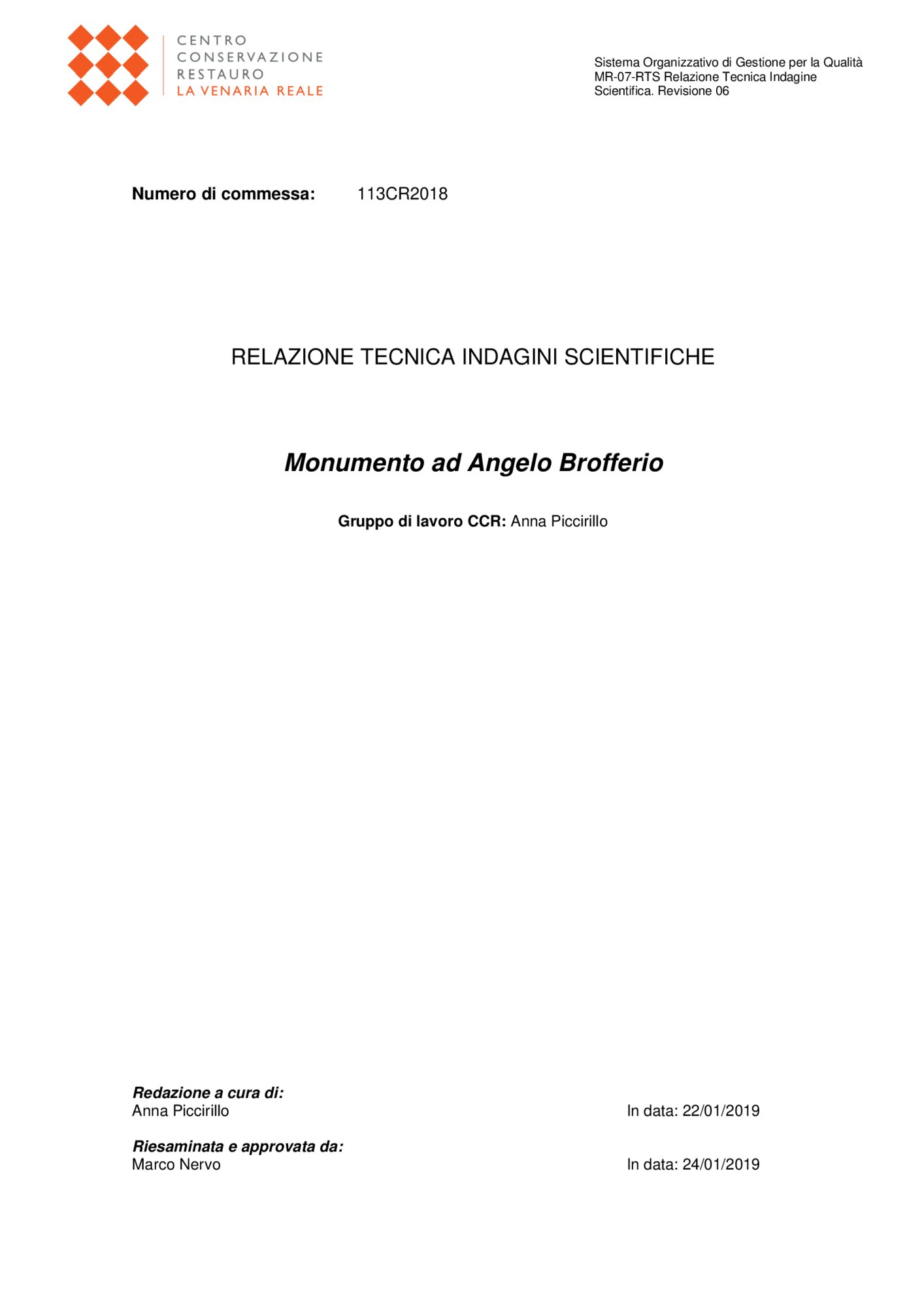 Relazione tecnica indagini scientifiche