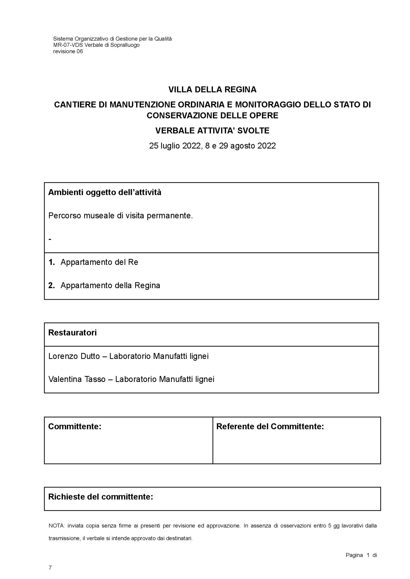 Verbale di sopralluogo