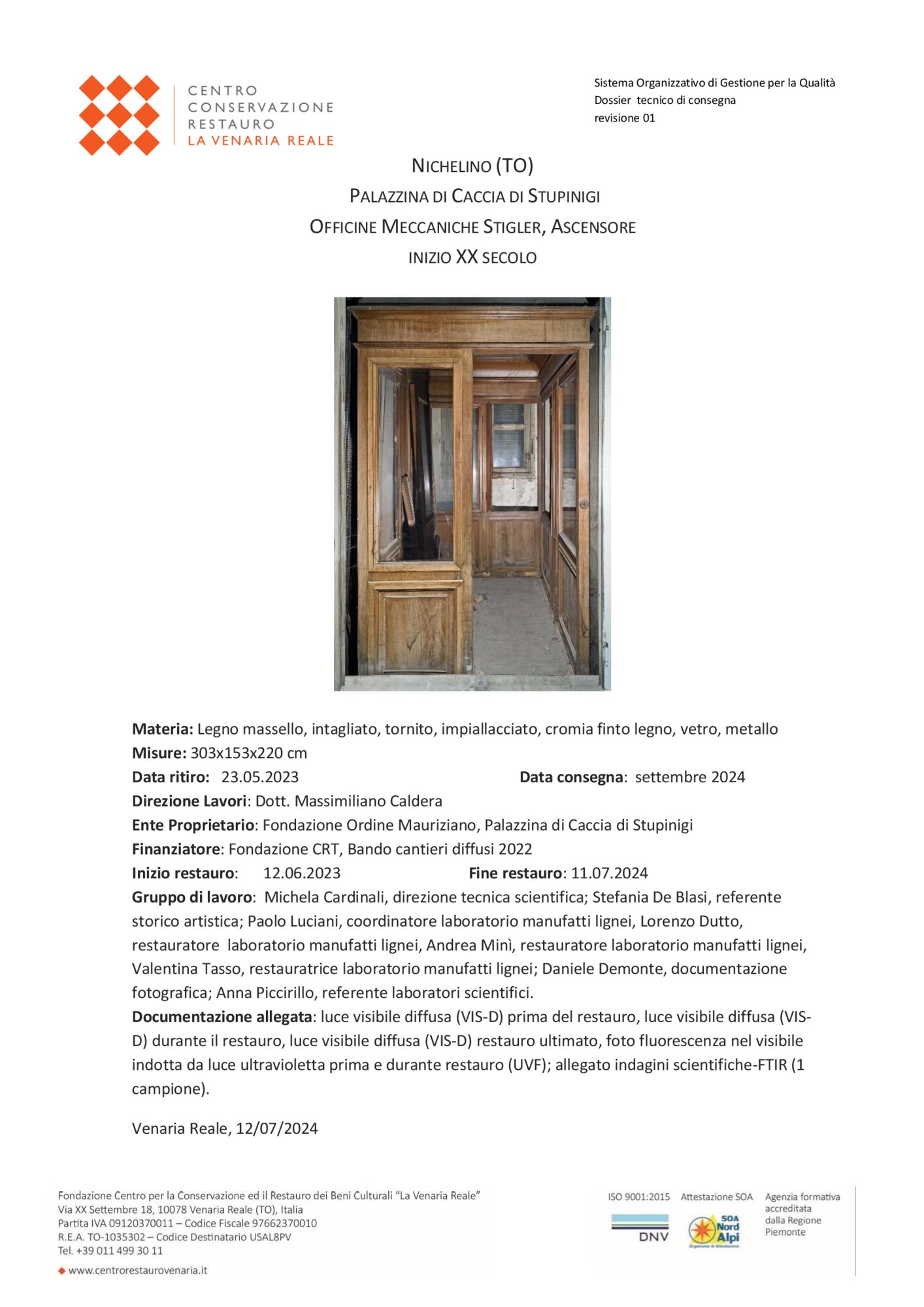 Relazione di restauro e indagini scientifiche FTIR