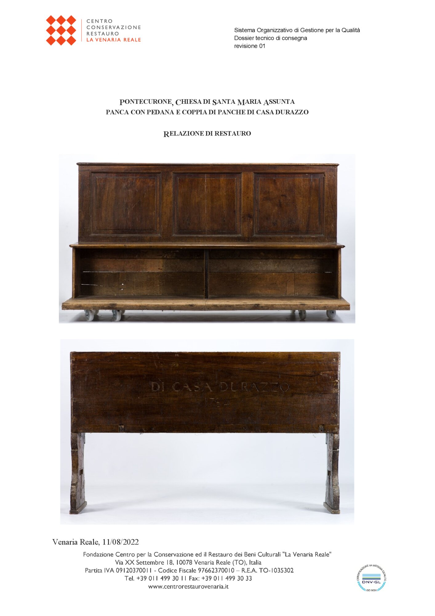 Scheda di restauro 2 panche Durazzo e 1 panca con pedana
