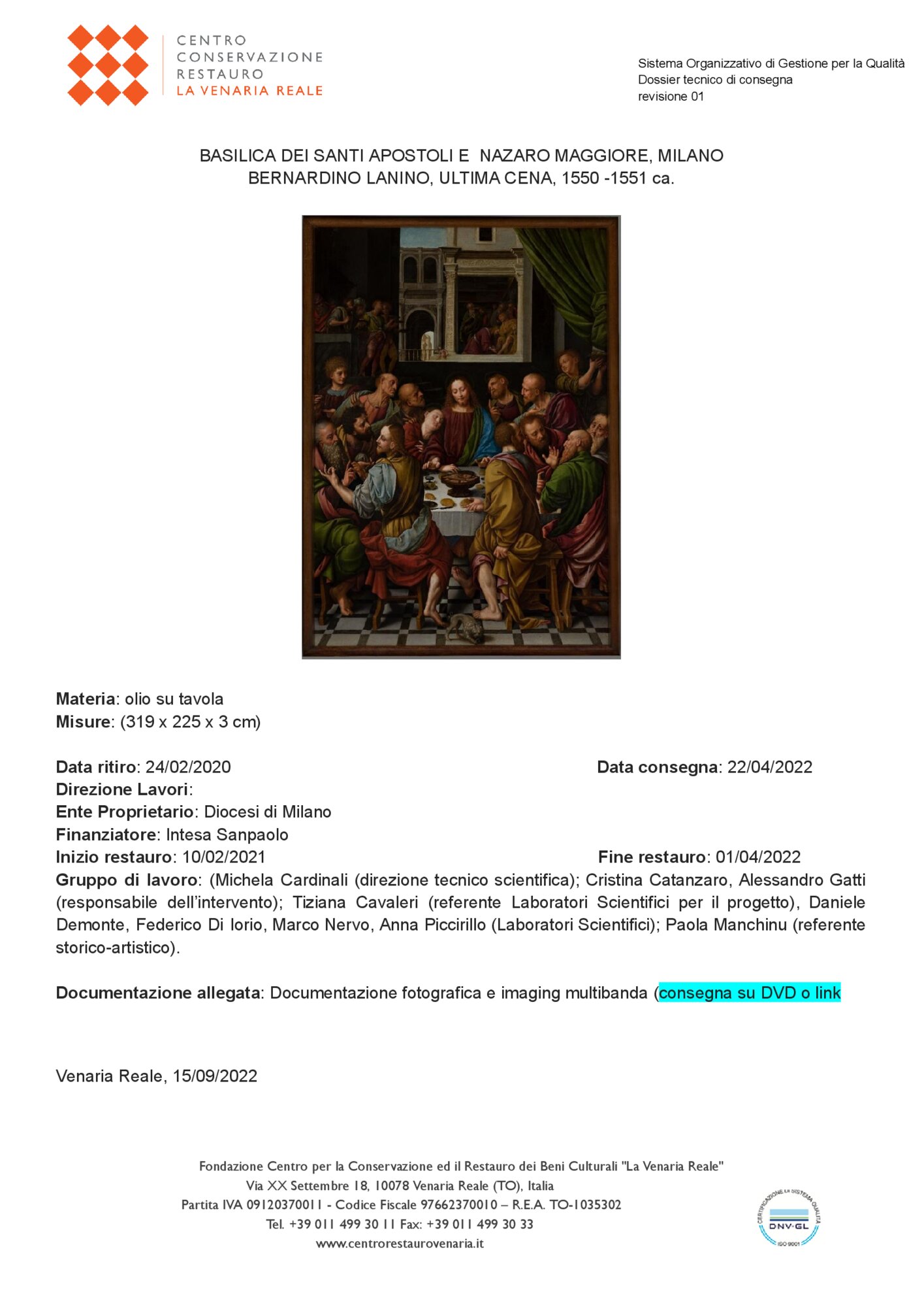 Scheda di restauro
