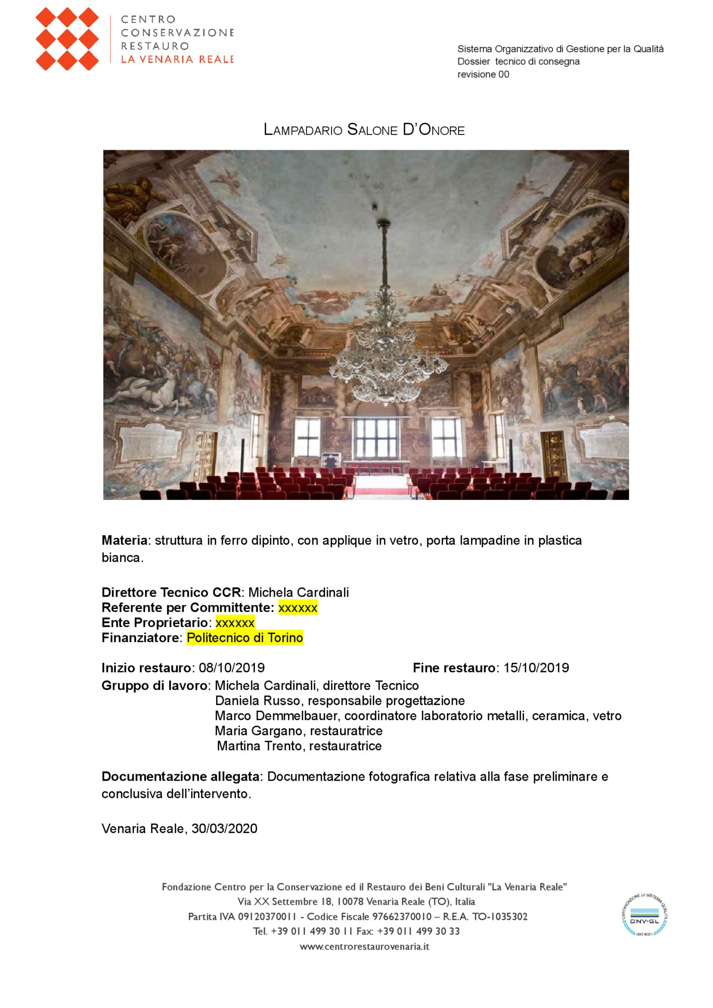 108-CM-2019_Torino, Castello del Valentino, Lampadario (Salone d'Onore)