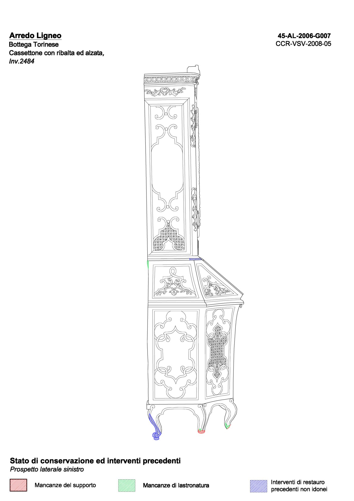 Graphic mapping of conservation status and previous interventions on the right side