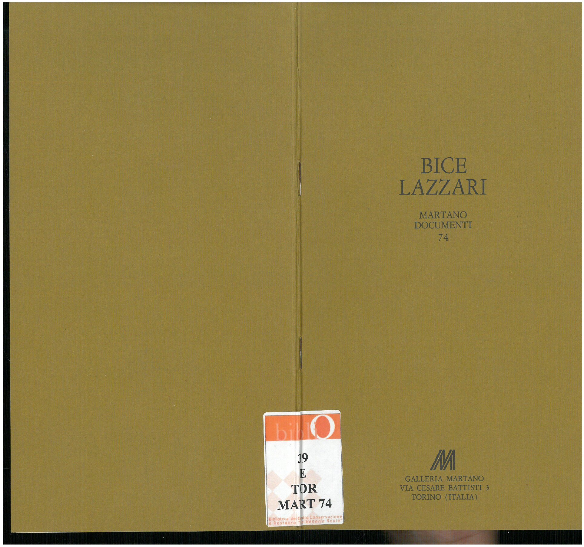 1982, 15 novembre – 12 dicembre
BICE LAZZARI
Catalogo Documenti Martano/due, n. 74
Con un testo di Luigi Rognoni, scritti dell’artista.