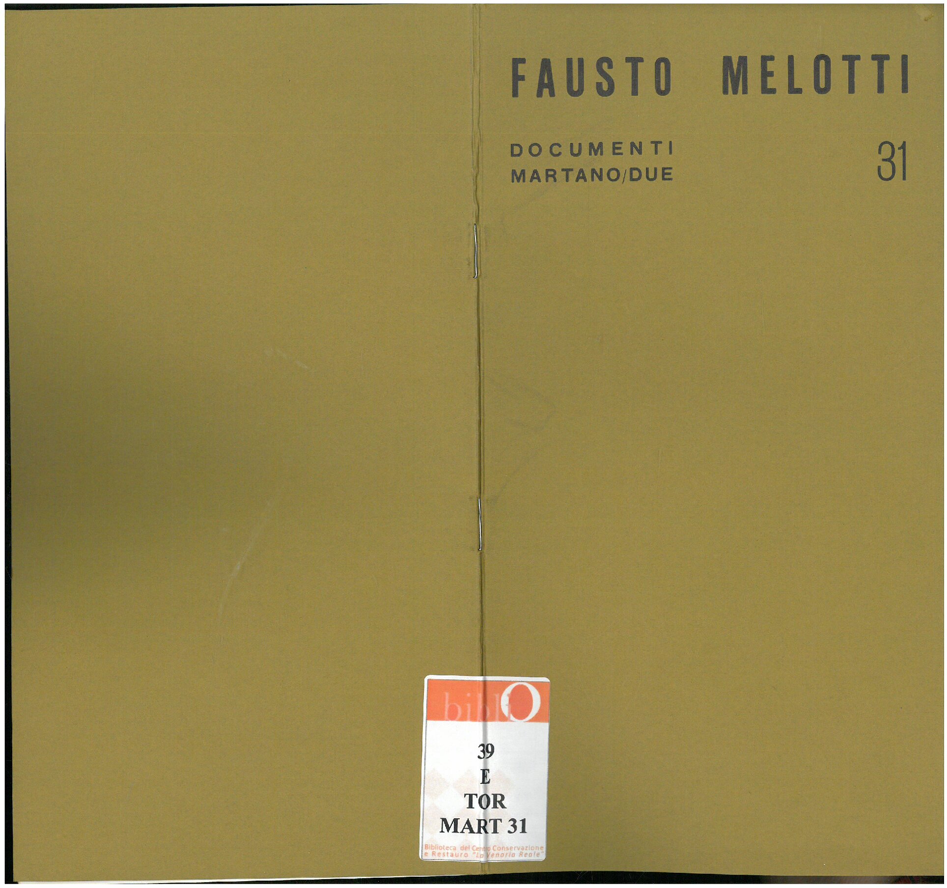 1971, marzo
FAUSTO MELOTTI
Catalogo Documenti Martano/due, n. 31
Progetti di sculture