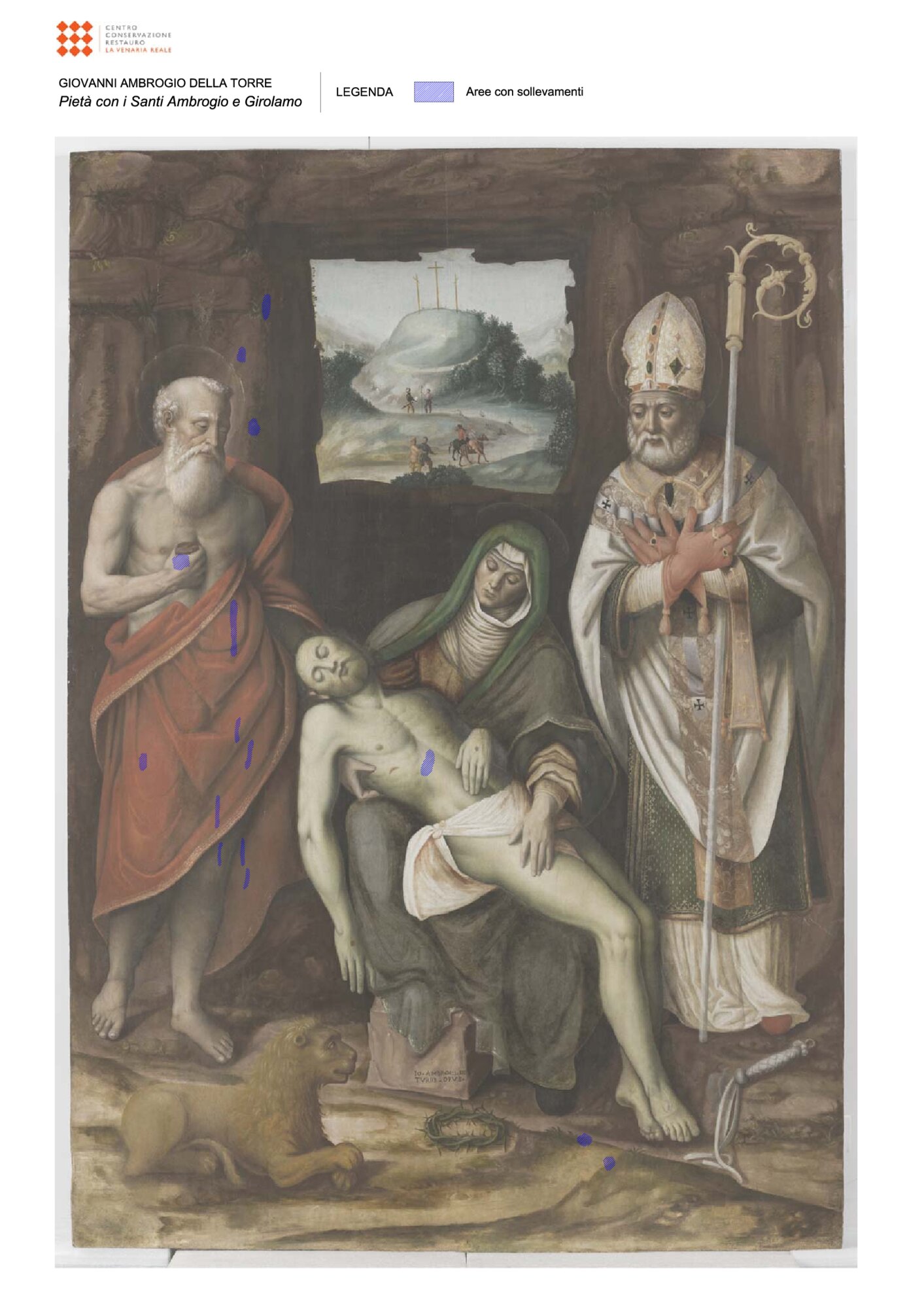 Graphic mapping, Piety between Saints Ambrose and Jerome, Paderno d'Adda