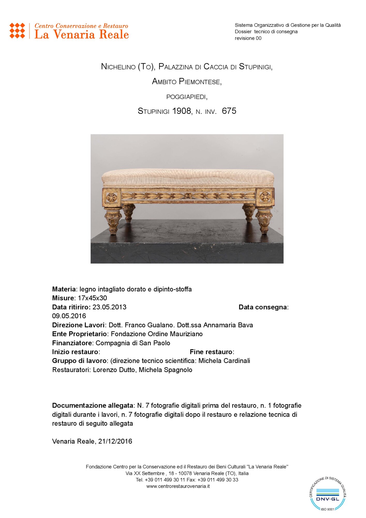 Technical restoration report