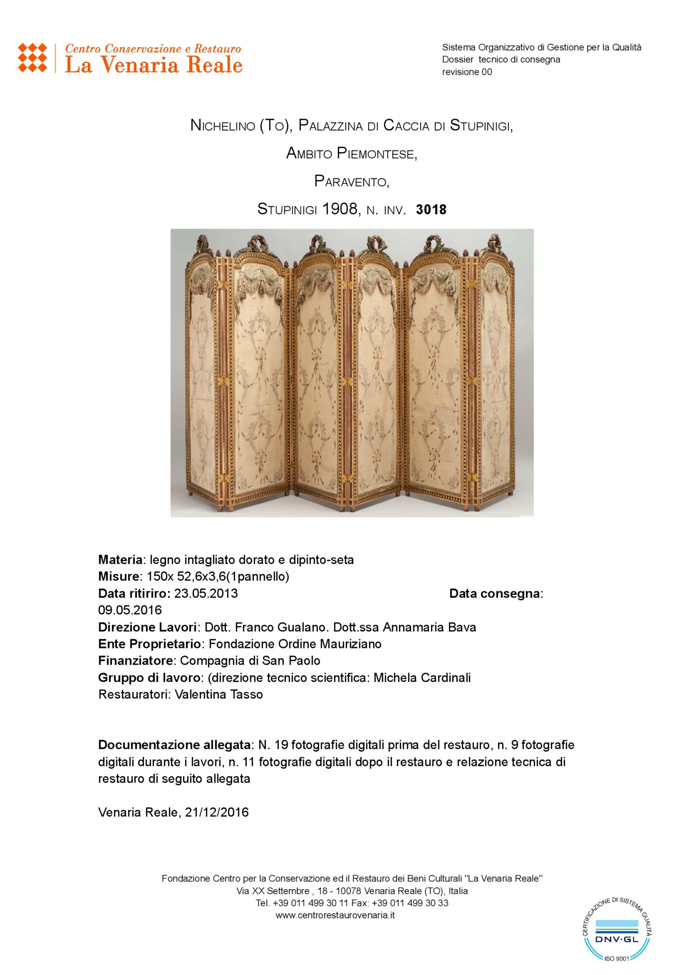 Technical restoration report