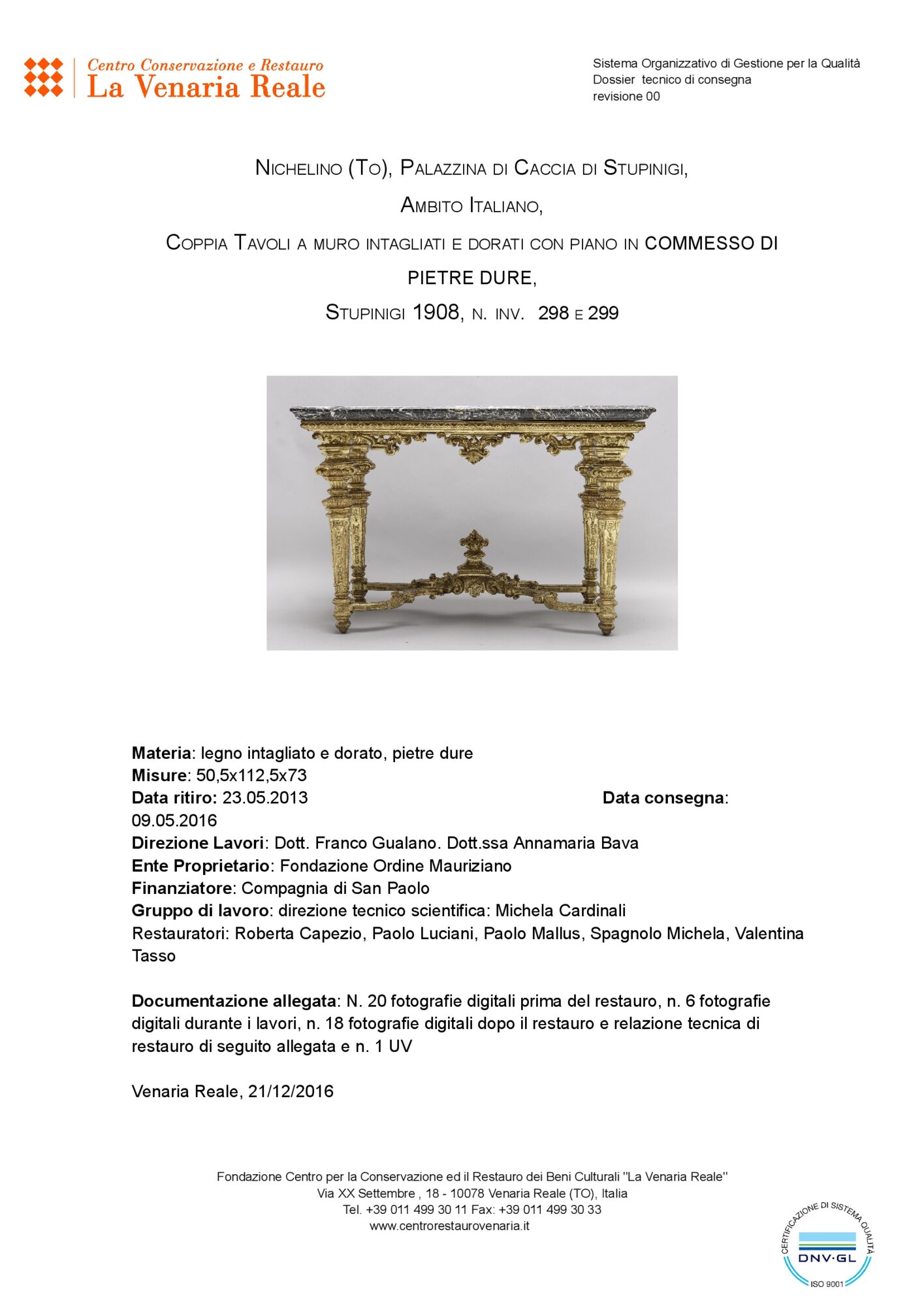 Technical restoration report