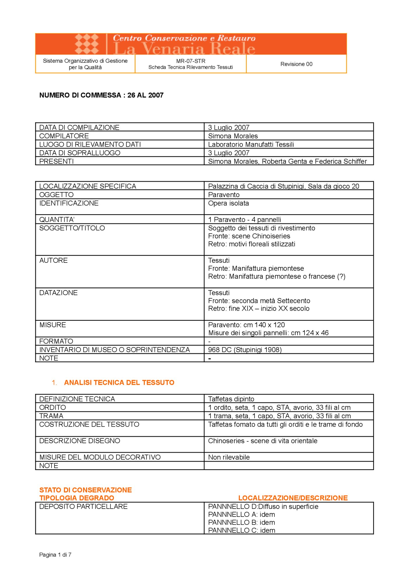 Fabric detection data sheet