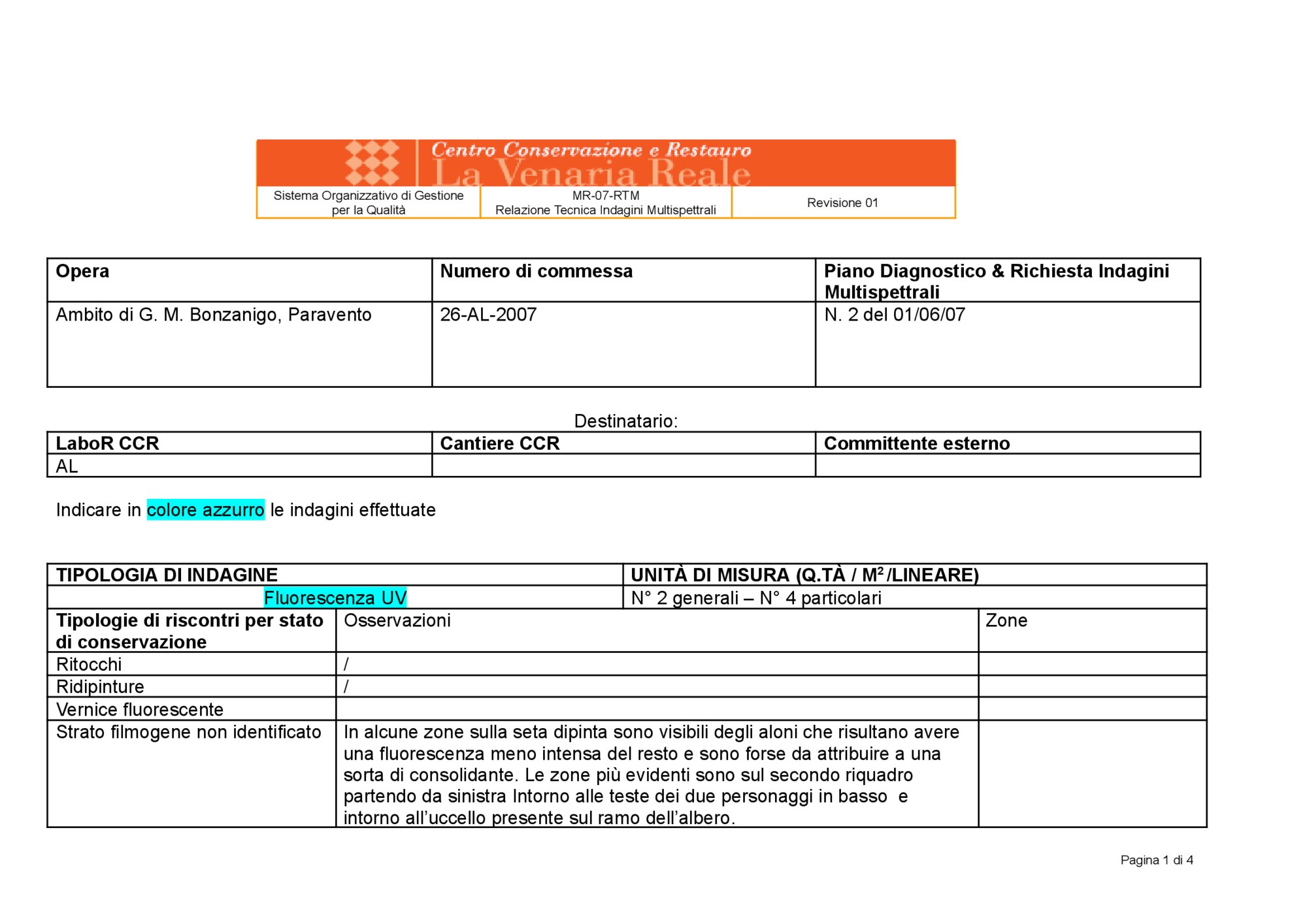 Technical Report on Multispectral Investigations