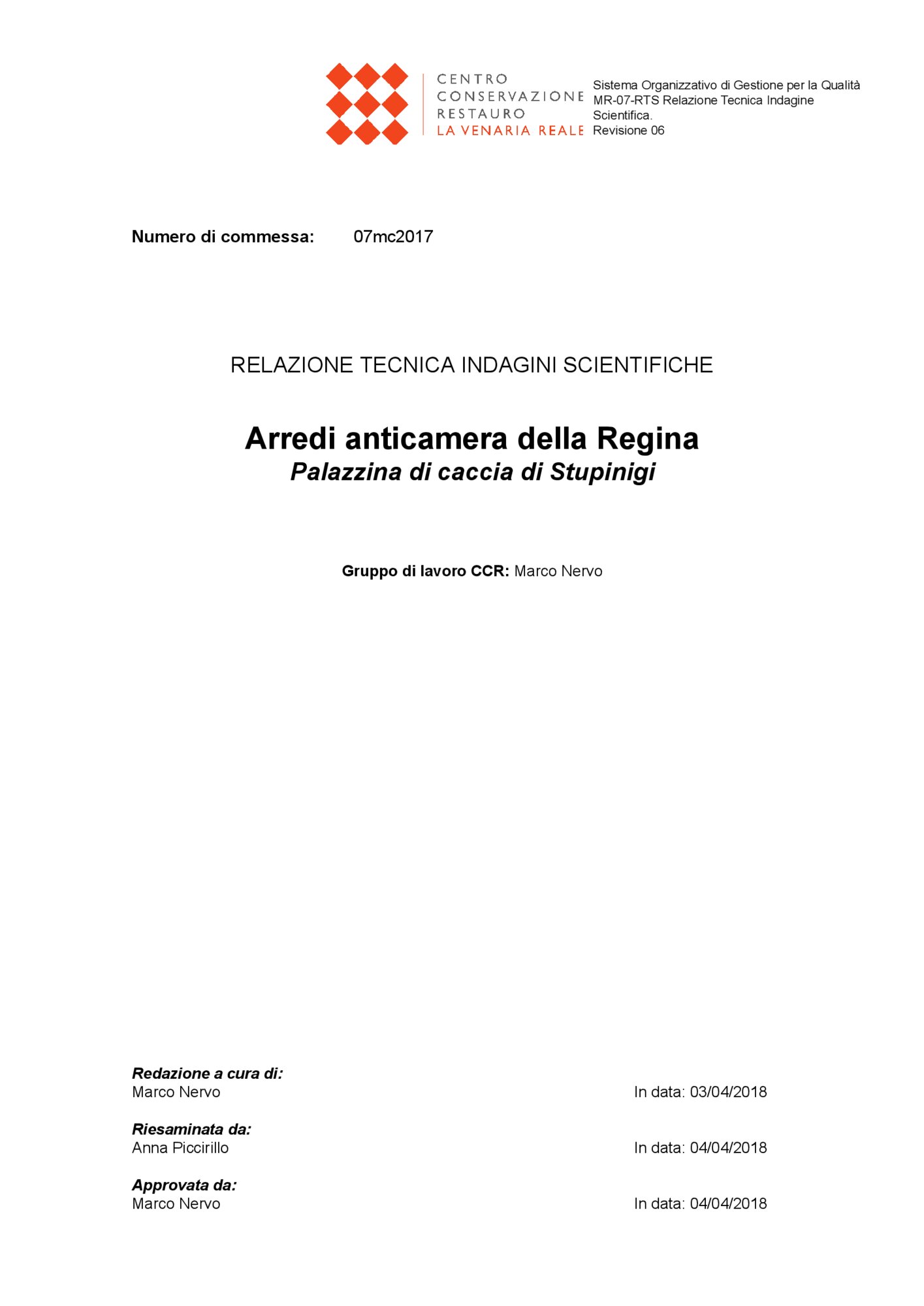 Relazione tecnica indagini scientifiche