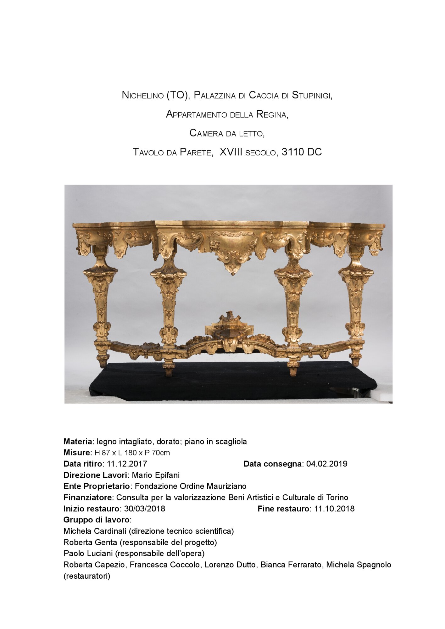 123mc15-AL-2017_Nichelino, Stupinigi Hunting Lodge, Table, inv. 3110
