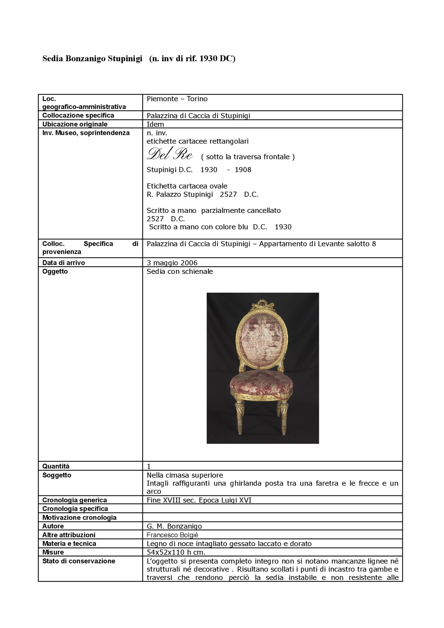 Intervention project Chair inv. 1930