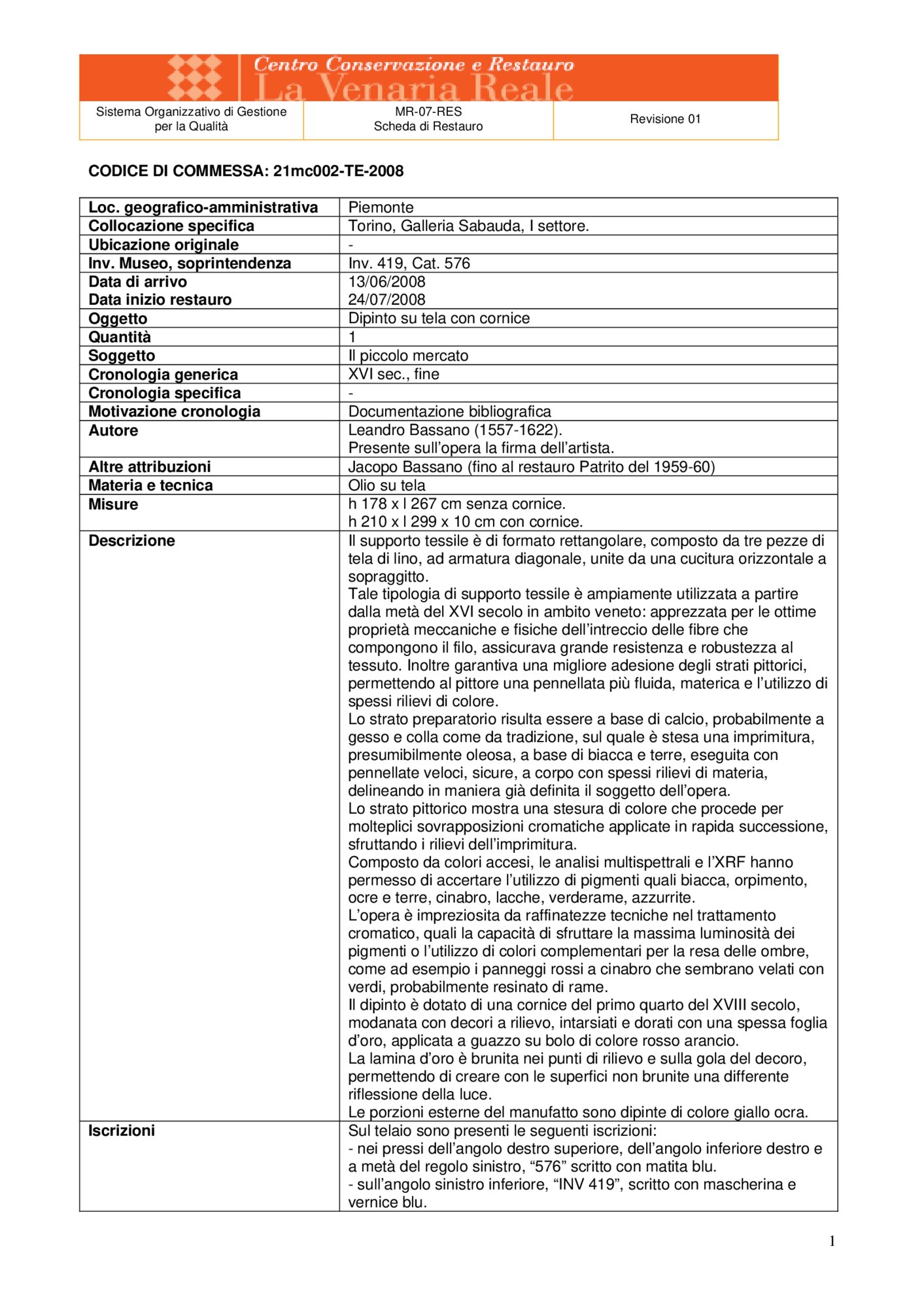 21mc002-TE-2008_Turin, Galleria Sabauda, L. Bassano, Il piccolo mercato, inv. 419, cat. 576
