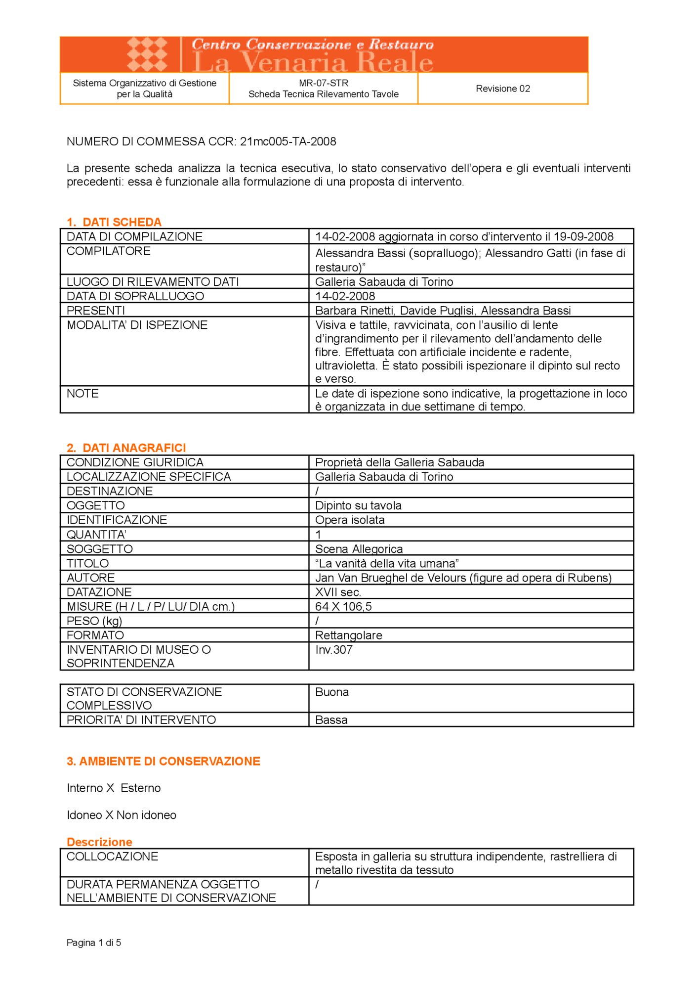 Detection data sheet