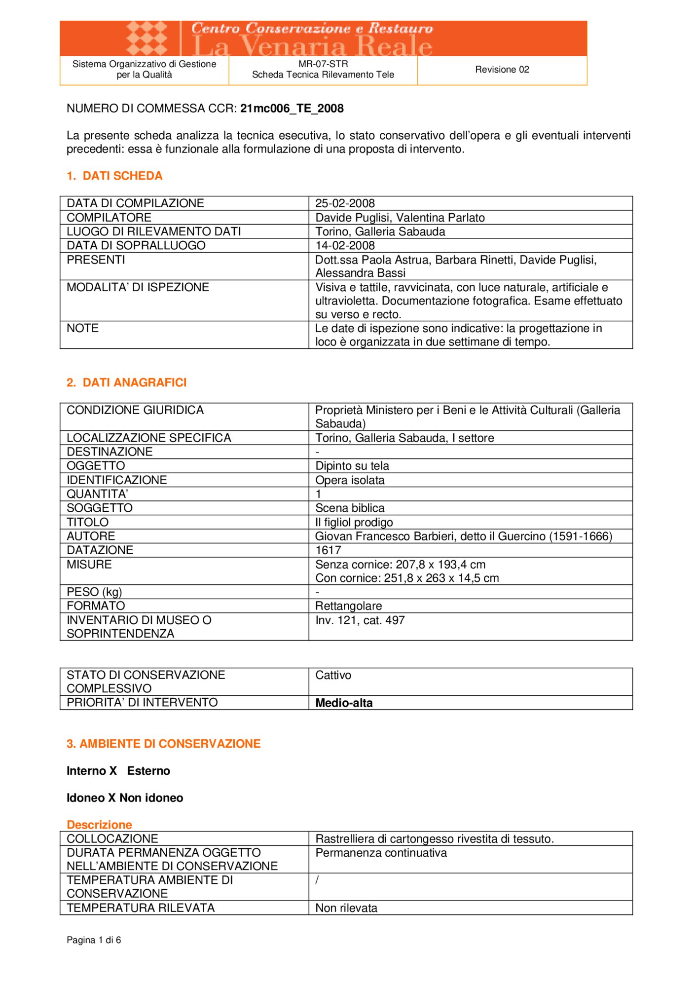 Detection data sheet 