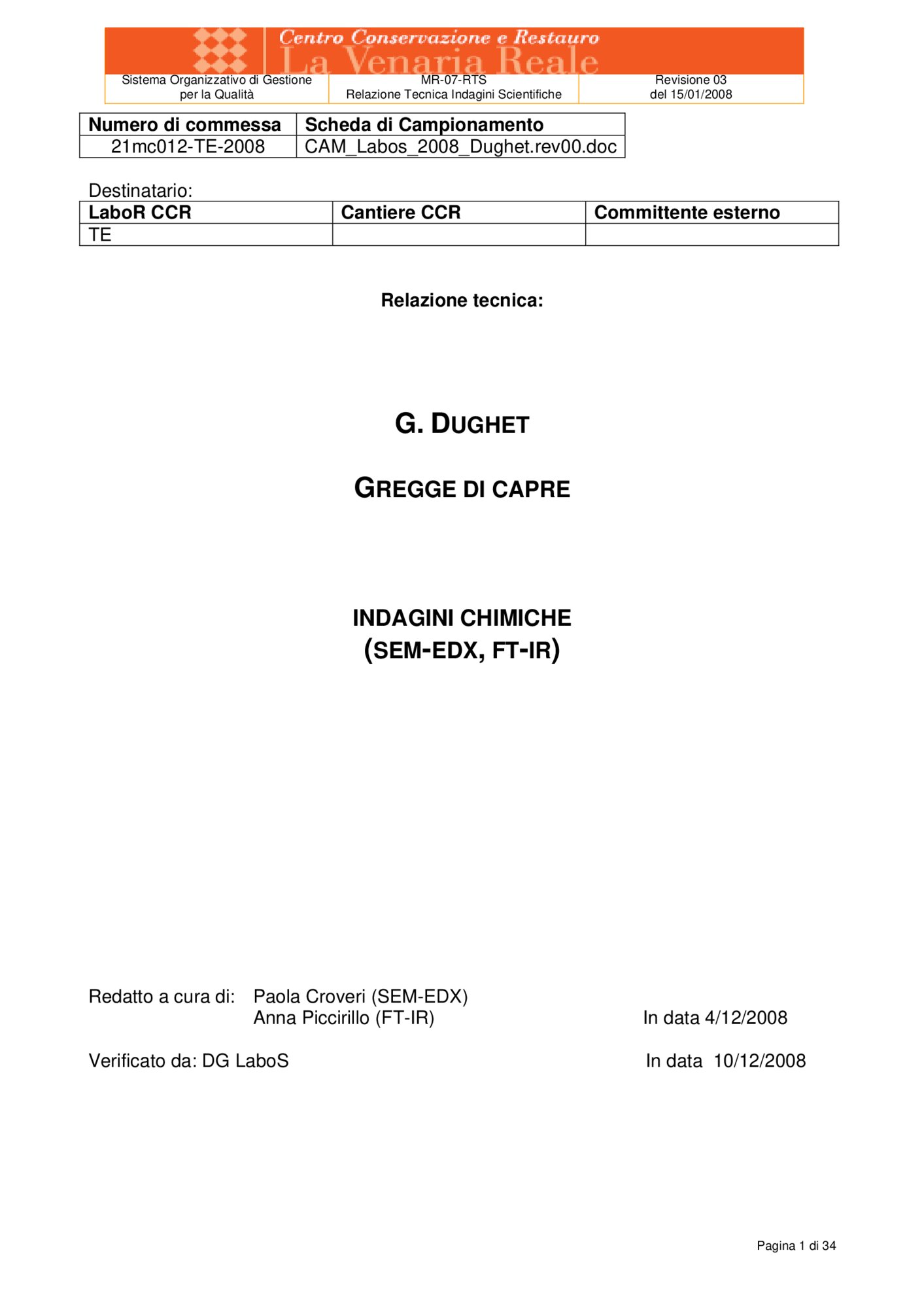 Technical report on scientific investigations