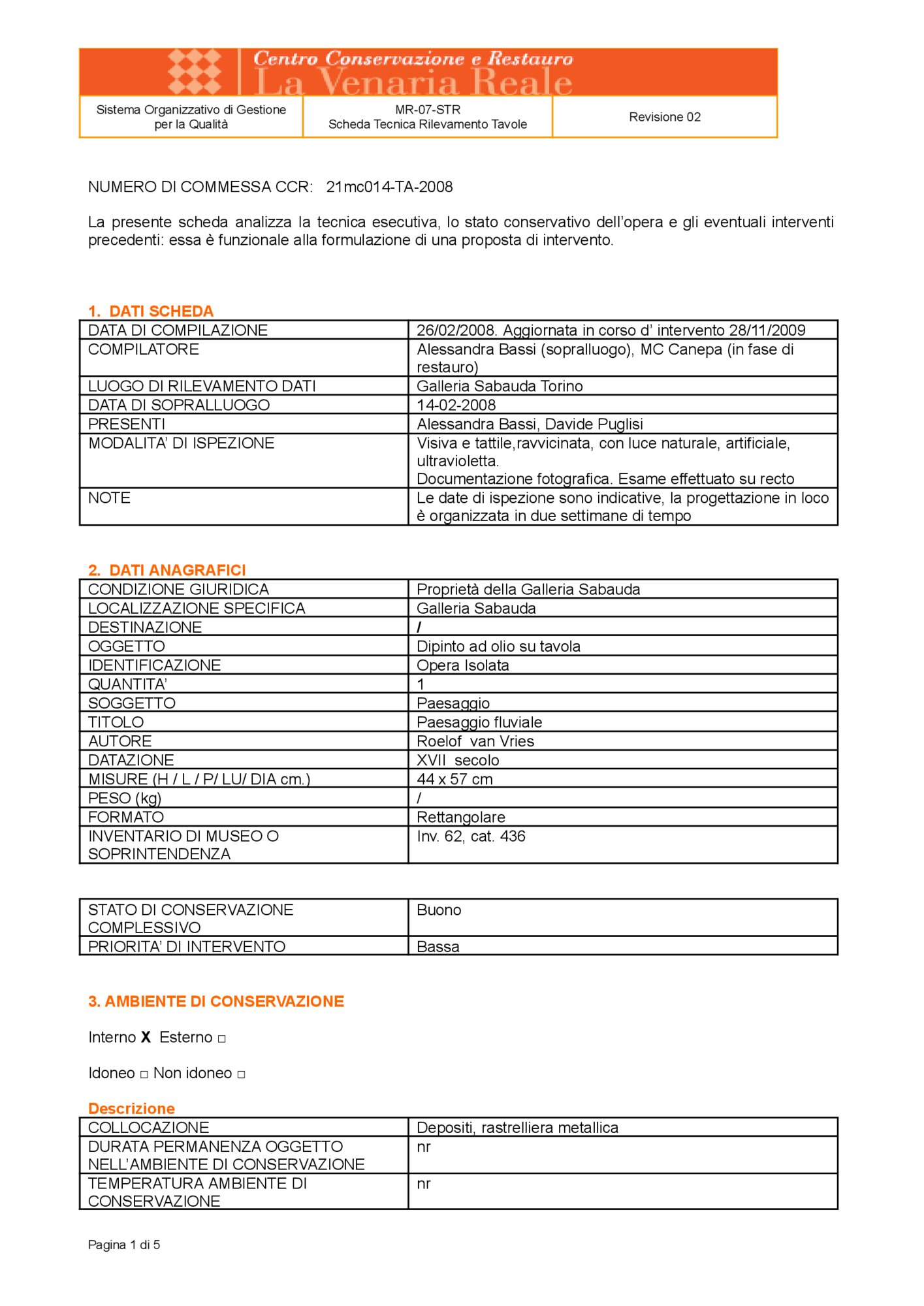 Detection data sheet