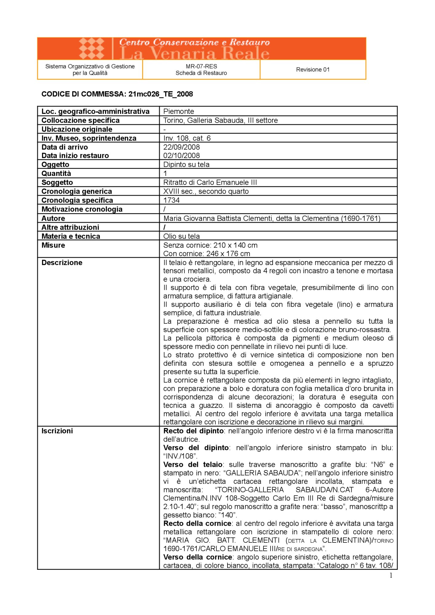21mc026-TE-2008_Turin, Galleria Sabauda, M. G. B. Clementi, Carlo Emanuele III, inv. 108, cat. 6