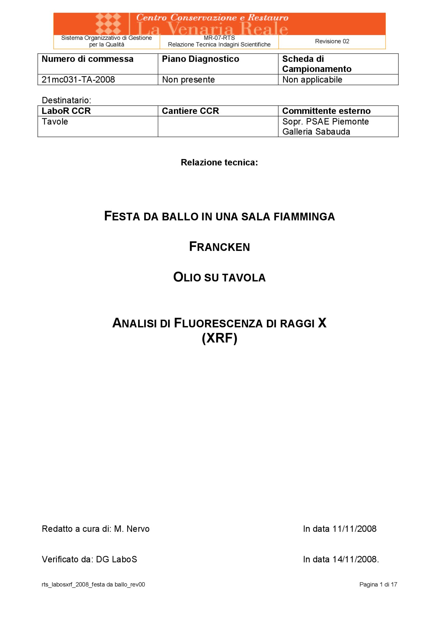 Technical report on scientific investigations