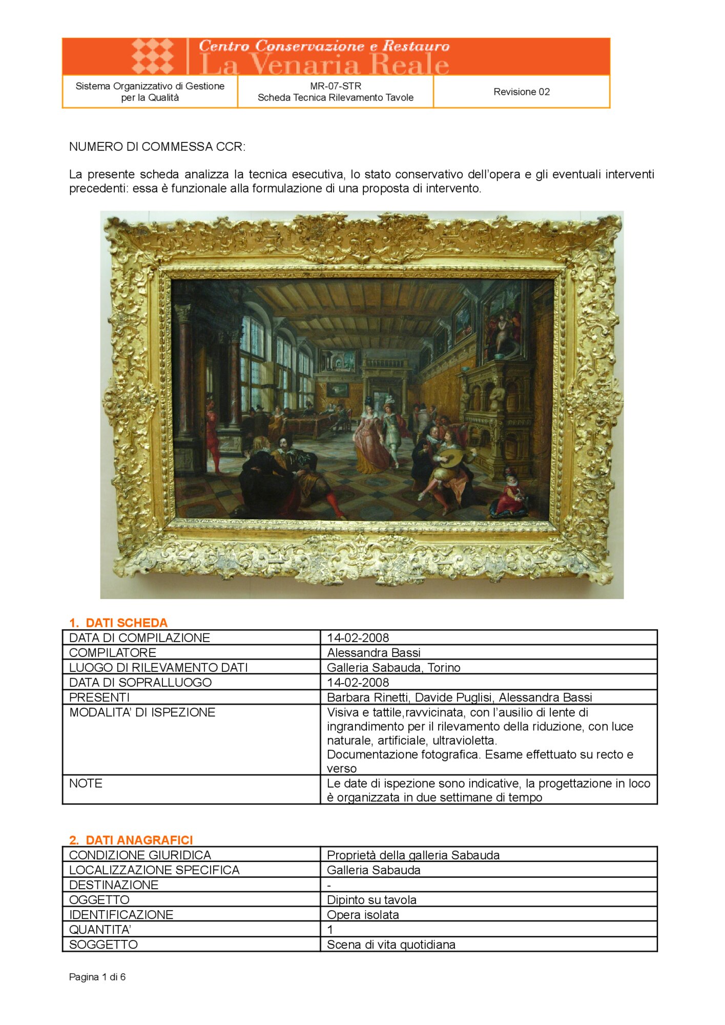 Detection data sheet