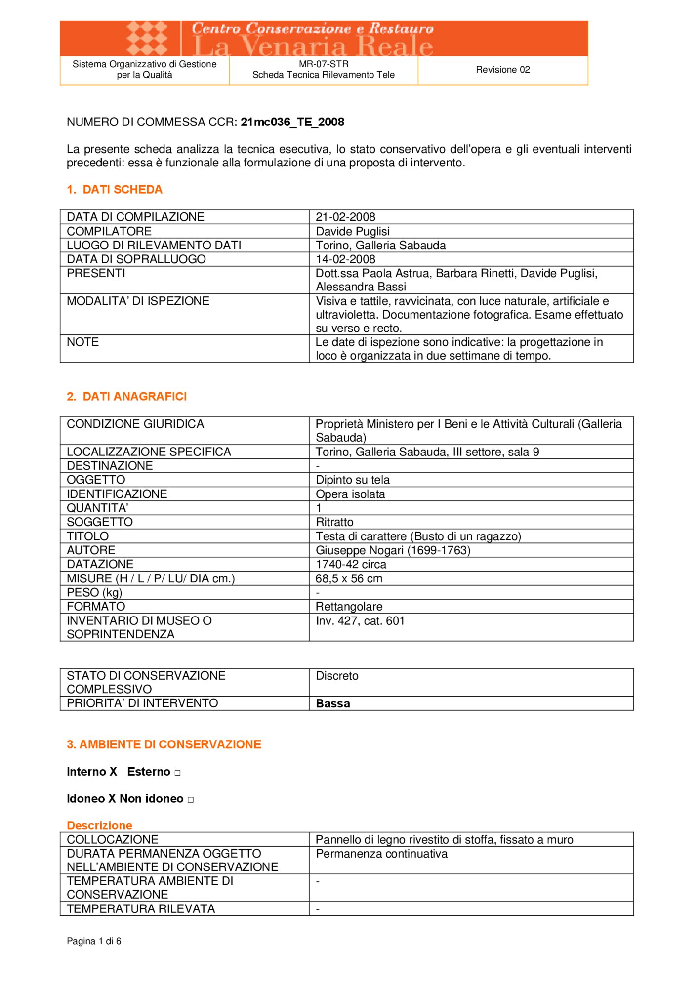 Detection data sheet