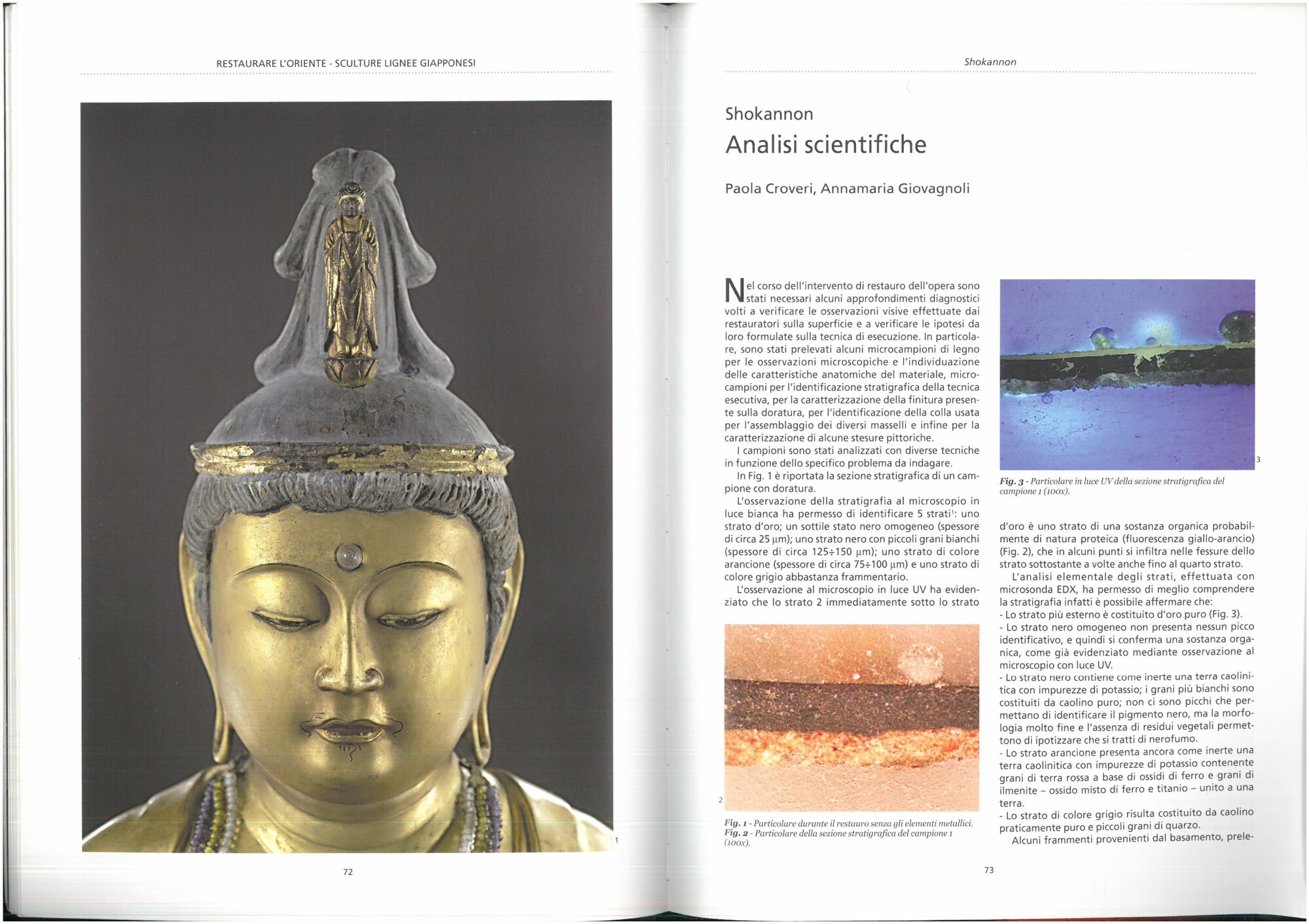 P. Croveri, A. M. Giovagnoli, Analisi Scientifiche: Shokannon, in Restaurare l'oriente. Sculture lignee giapponesi per il MAO di Torino, a cura di Pinin Brambilla Barcilon, Emilio Mello, Firenze, Nardini, 2008, pp. 73-75.