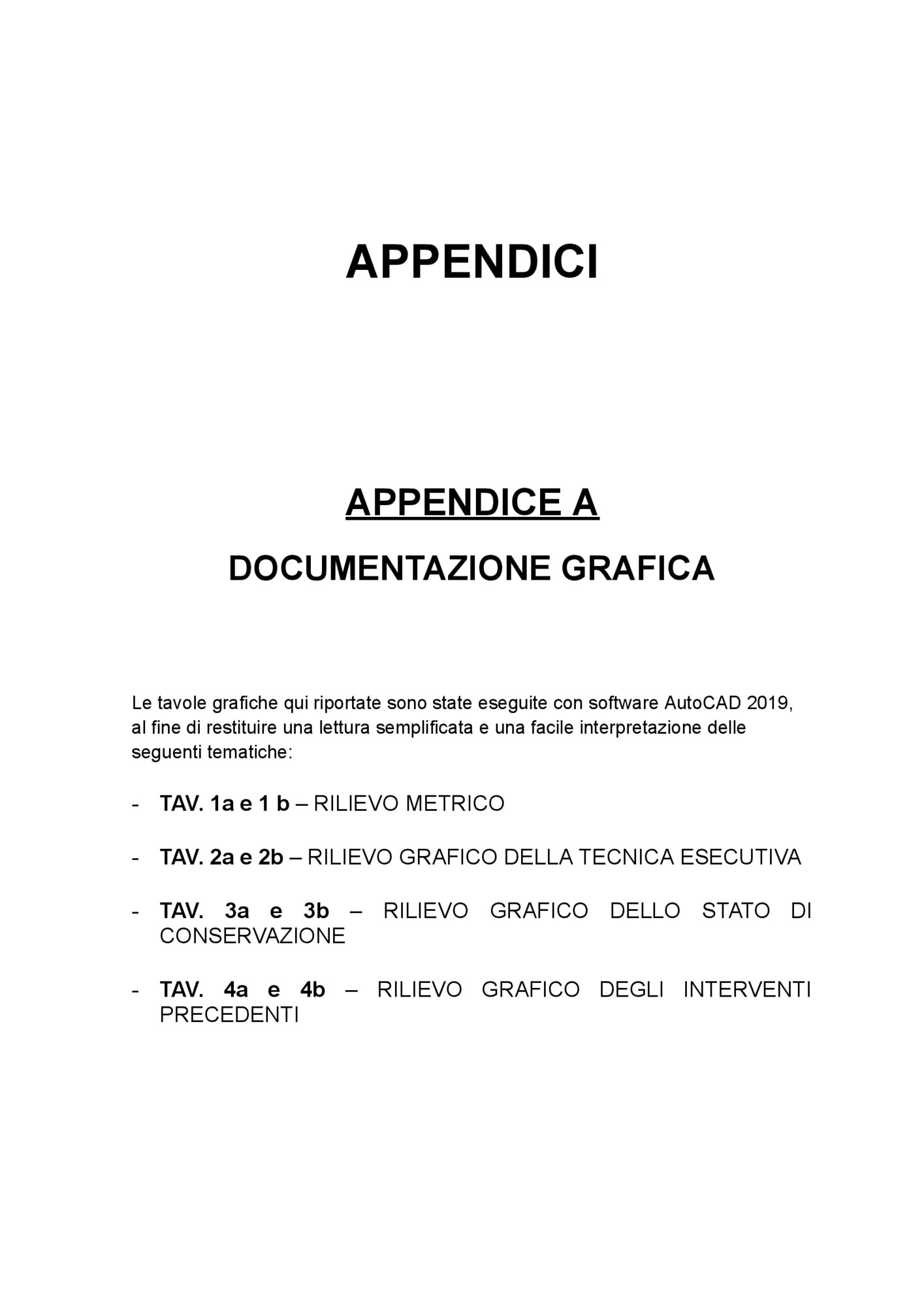 Mappature, rilievi grafici e relazione analisi scientifiche