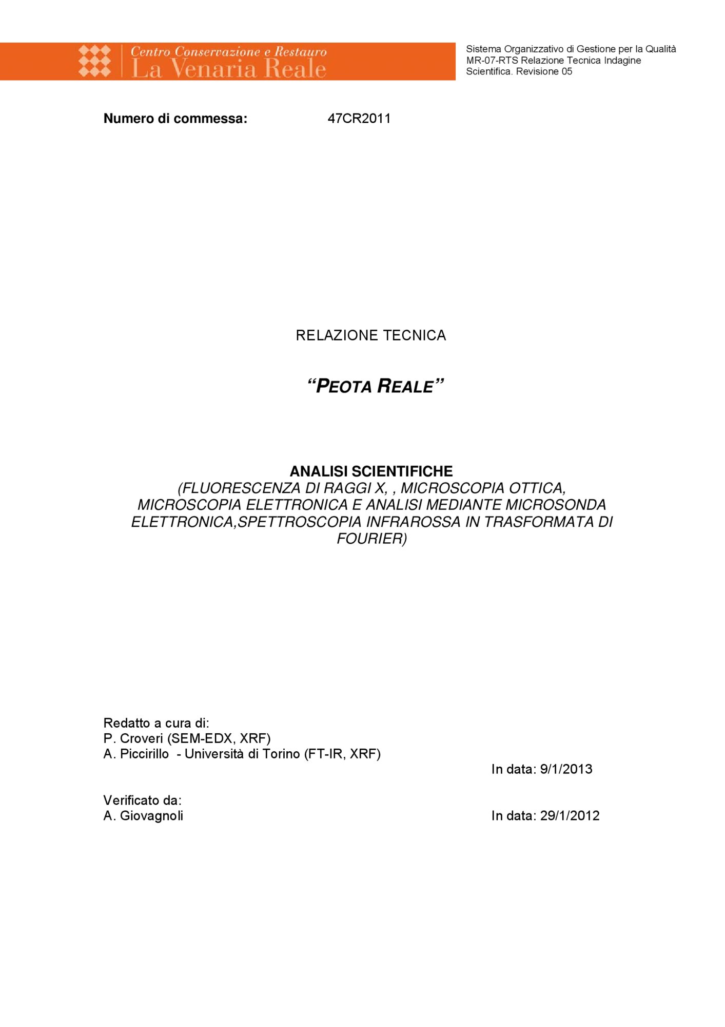 Technical report on scientific investigations