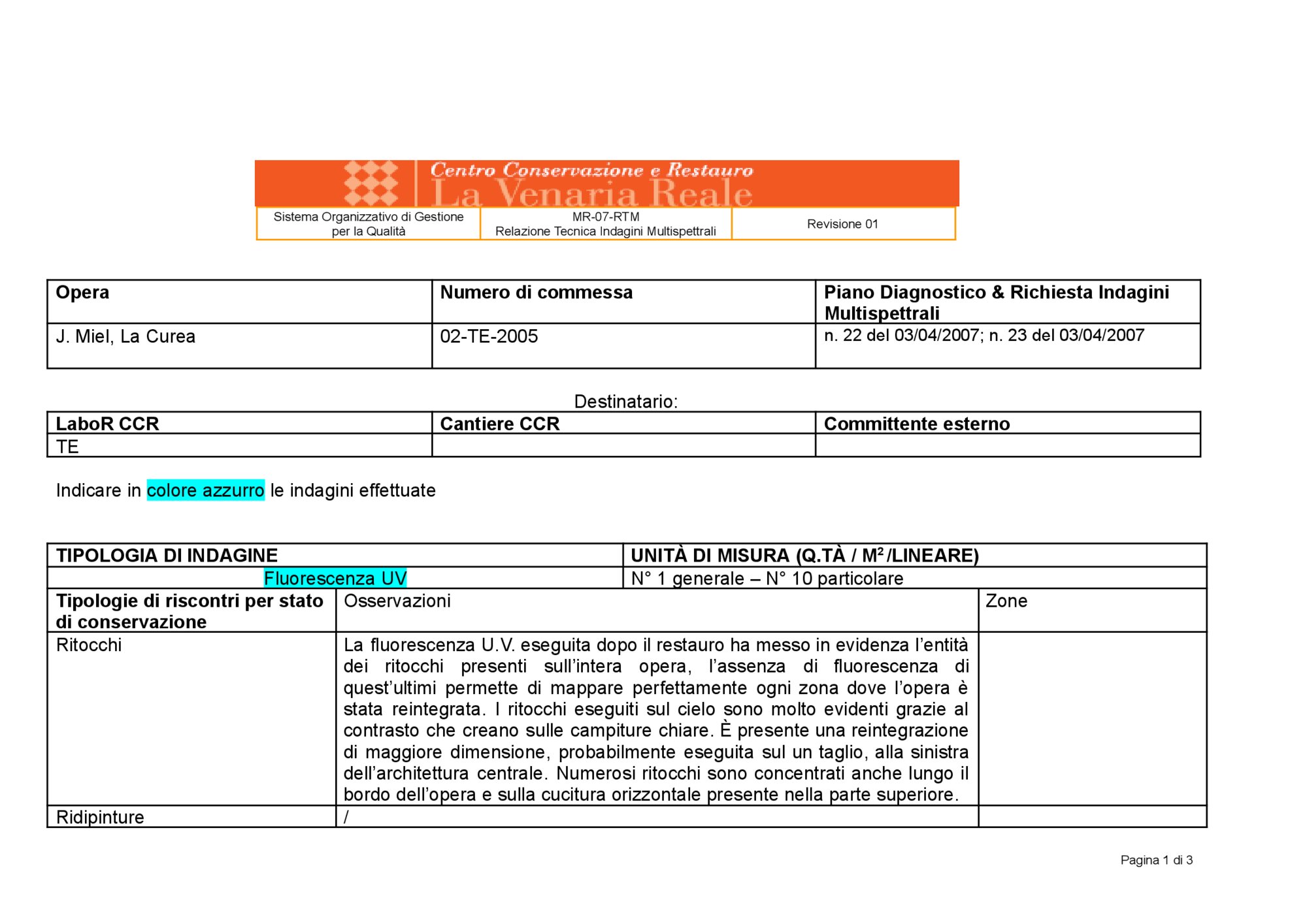 Multispectral Investigations Report