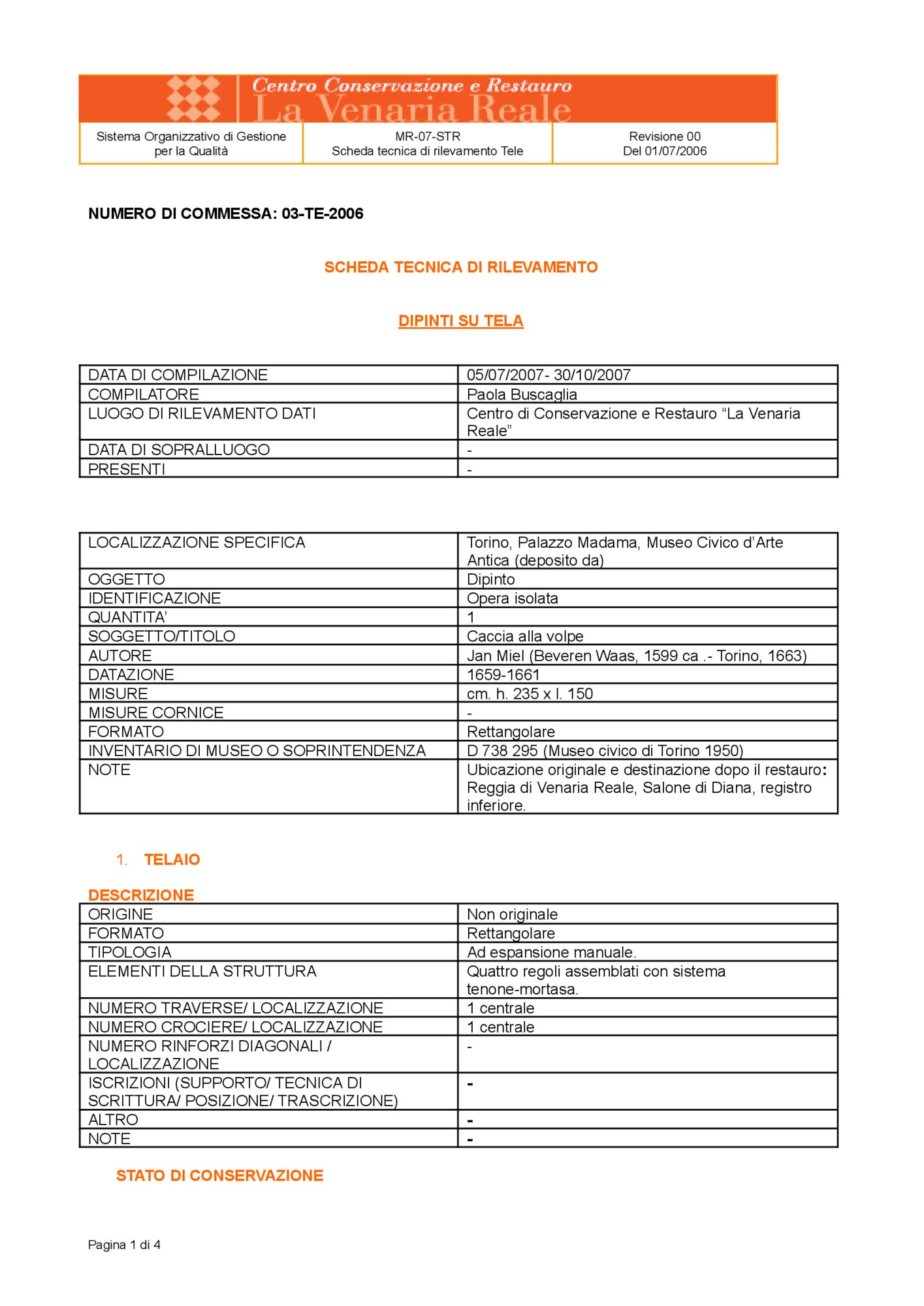 Detection data sheet