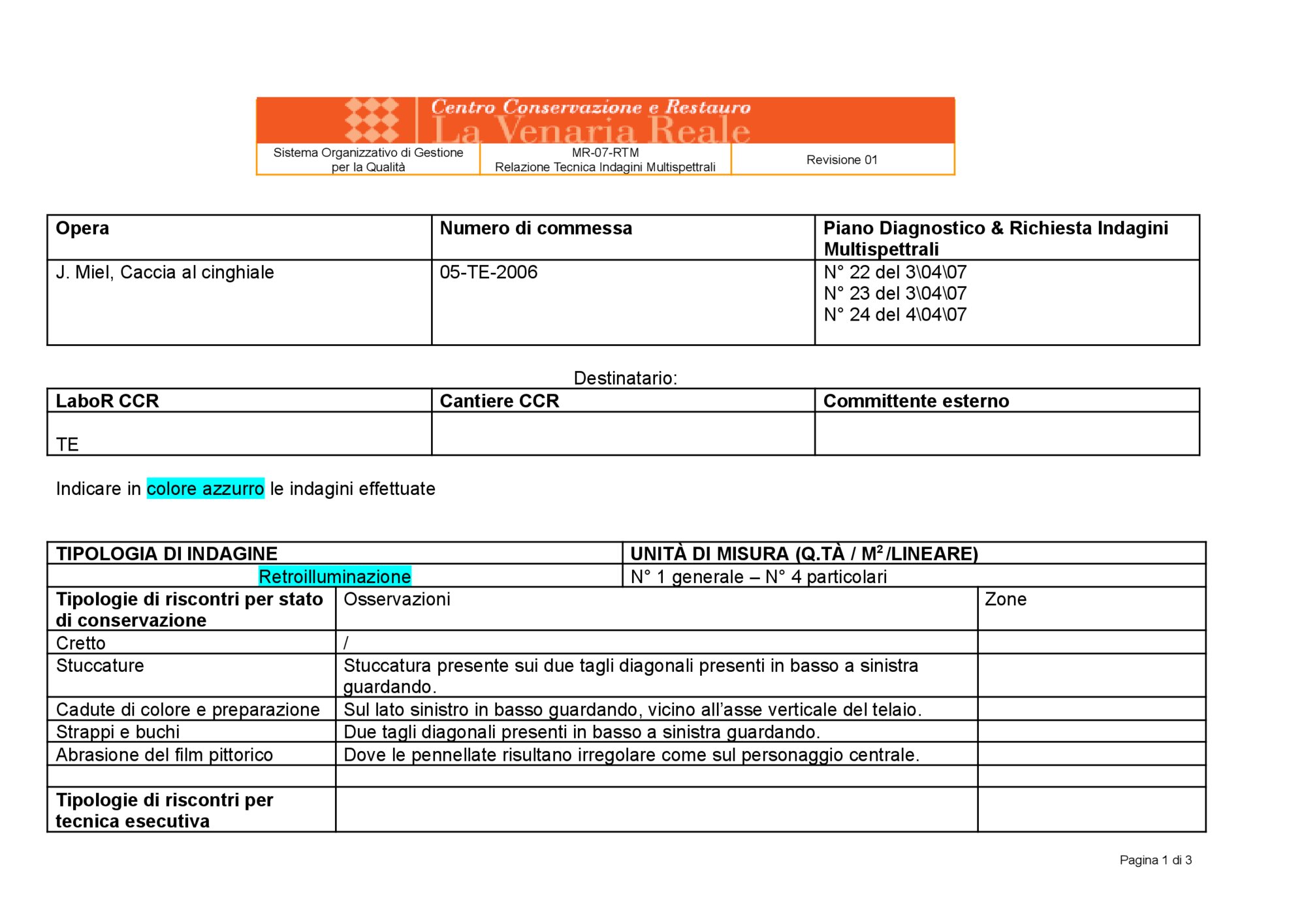 Technical Report on Multispectral Investigations