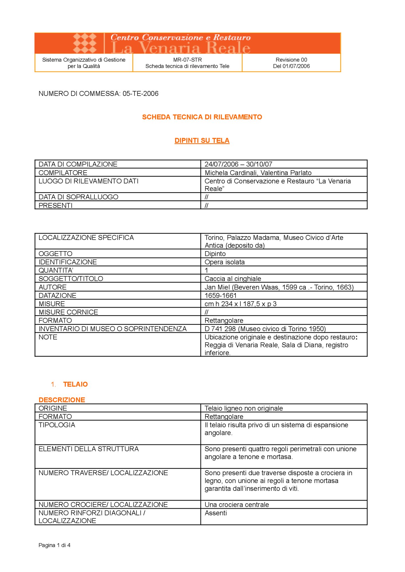 Detection data sheet