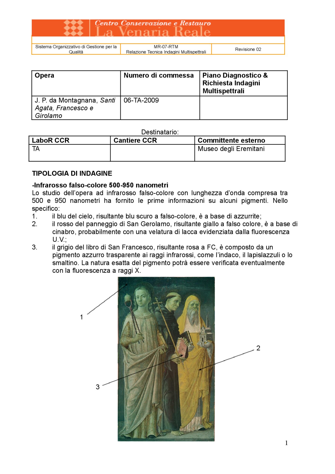 Relazione tecnica indagini multispettrali