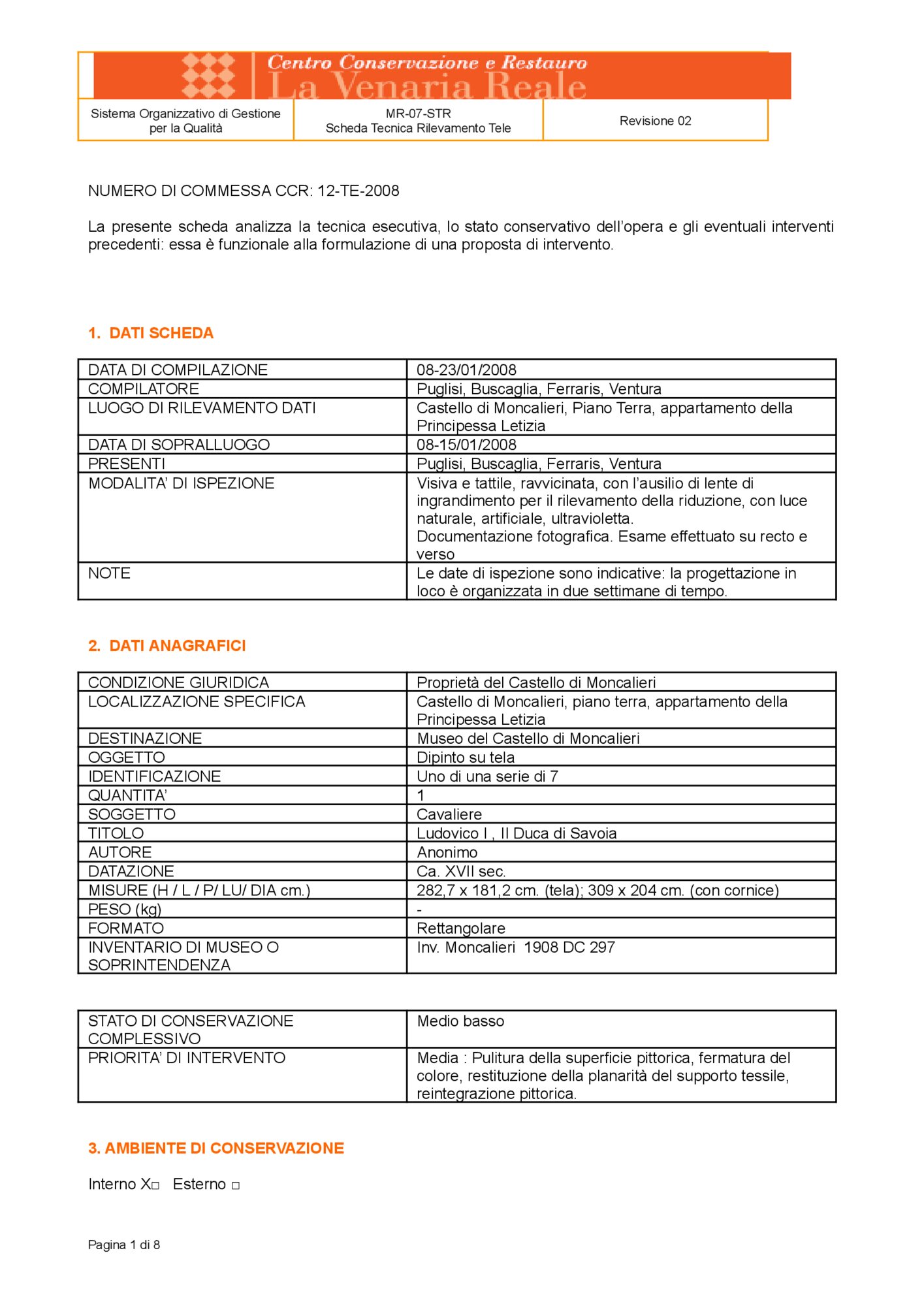 Detection data sheet