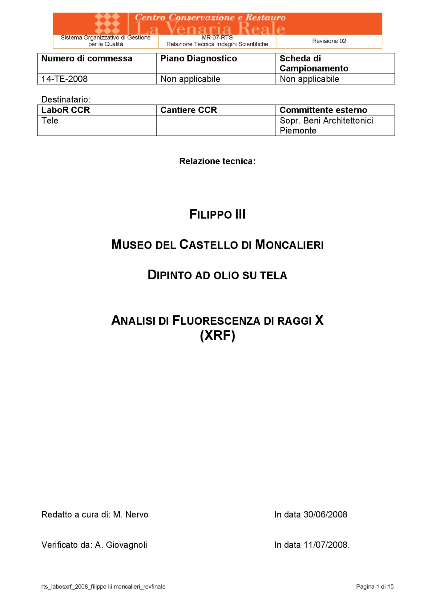 Technical report on scientific investigations